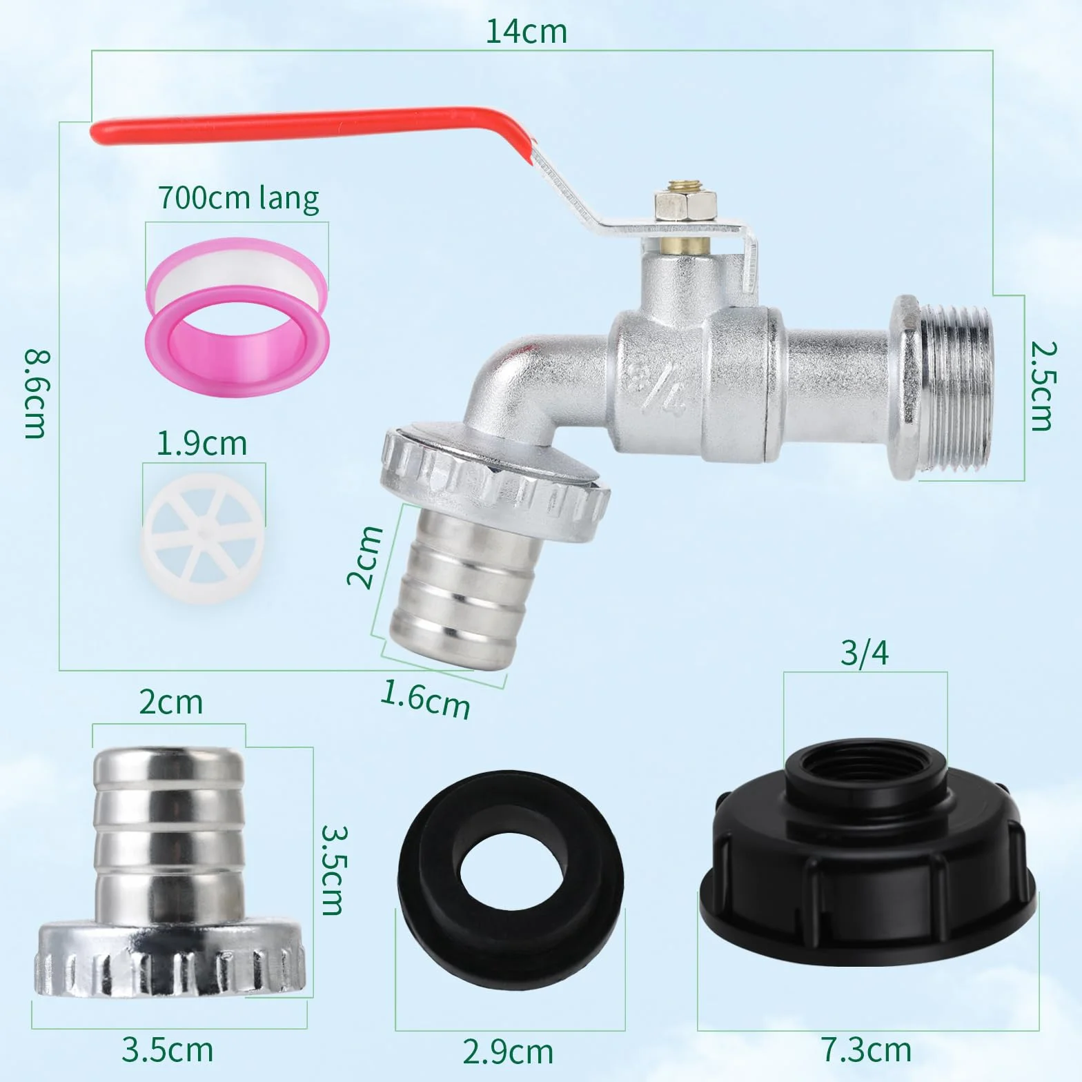 Zbiornik kran 1000L ibc złącze akcesoria S60X6 zawór kulowy 3/4 cala adapter adapter IBC pasuje do zbieracza wody deszczowej do adaptera zbiornika