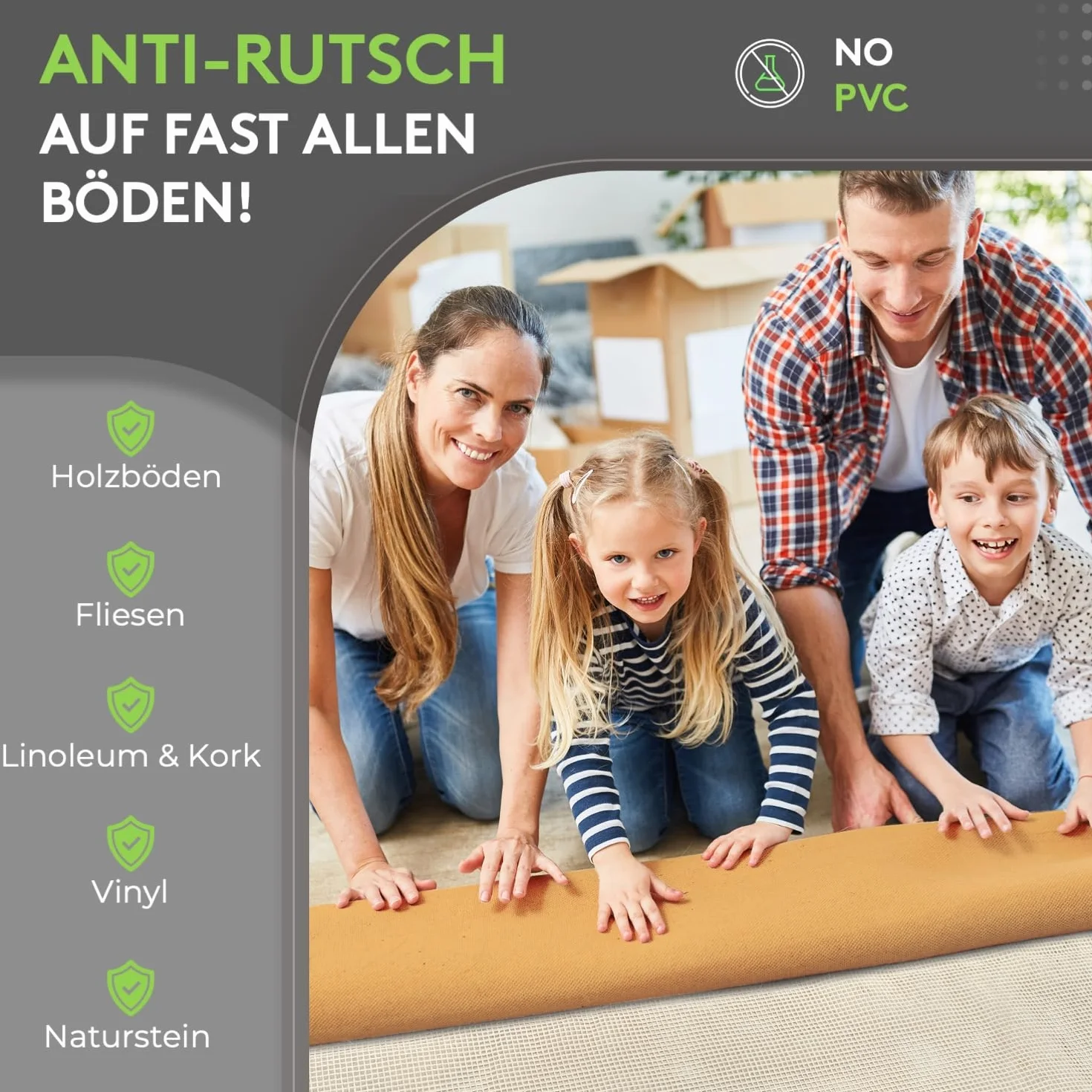 LILENO HOME Podkładka antypoślizgowa z włókna szklanego [80 x 150 cm] – idealna mata antypoślizgowa do wszystkich rodzajów podłóg, wysokiej jakości mata do bezpiecznego domu
