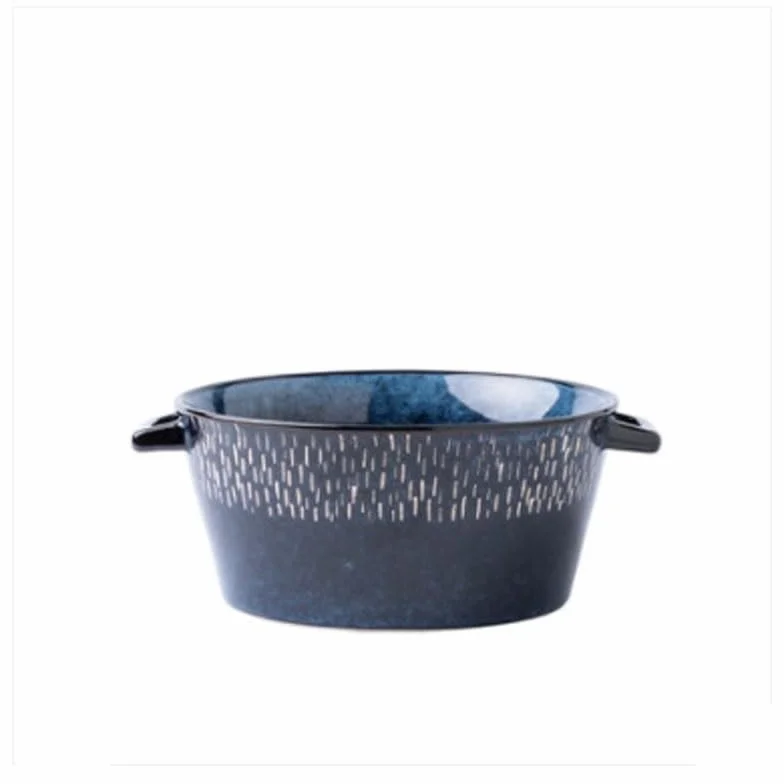 Miska ceramiczna na zupę, ceramiczna miska binauralna, kreatywna zastawa stołowa, odpowiednia do sałatek, płatków śniadaniowych, owoców i makaronu, średnica otworu miski 7,5 cala