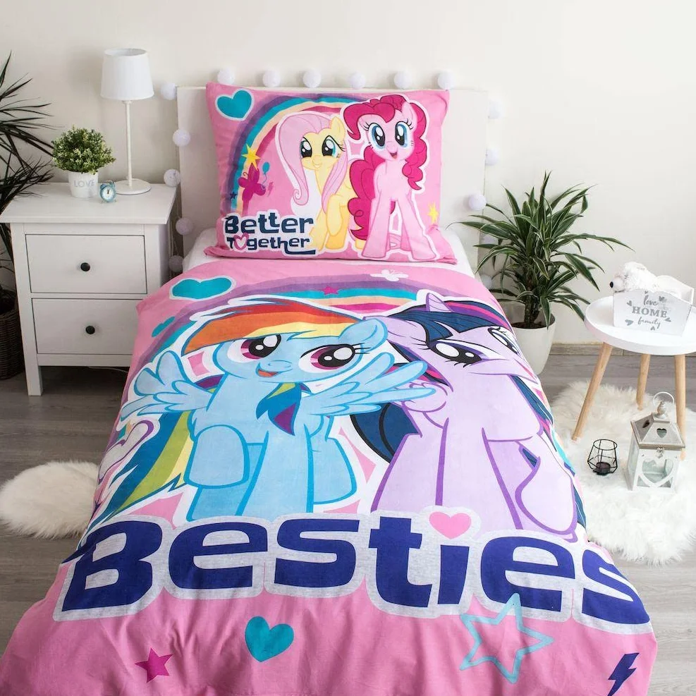 My Little Pony Pościel Besties Twilight Sparkle i Rainbow Dash 140 x 200 + 70 x 90 cm, 100% bawełna, z zamkiem błyskawicznym