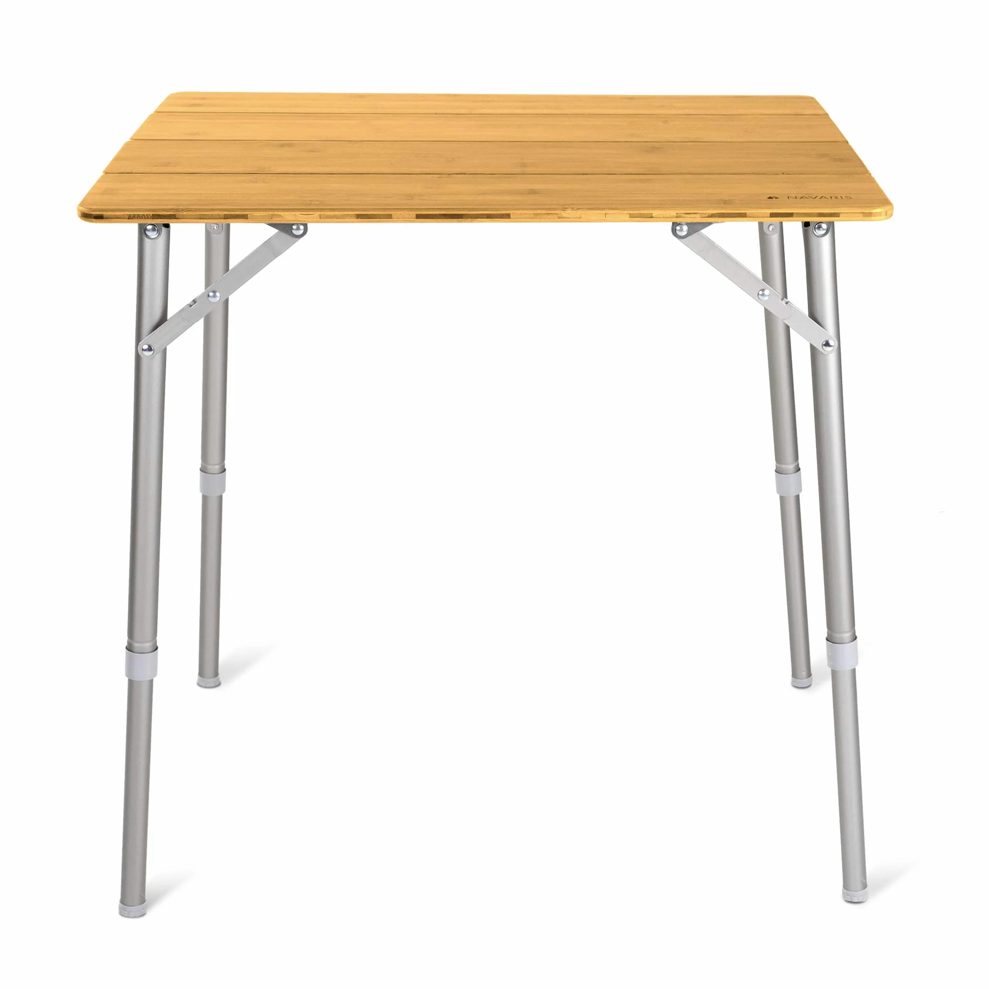 Navaris Bambusowy stół kempingowy, składany, obciążenie do 30 kg, do użytku na świeżym powietrzu, na kemping, wędkowanie, stół aluminiowy, składany, z regulacją wysokości