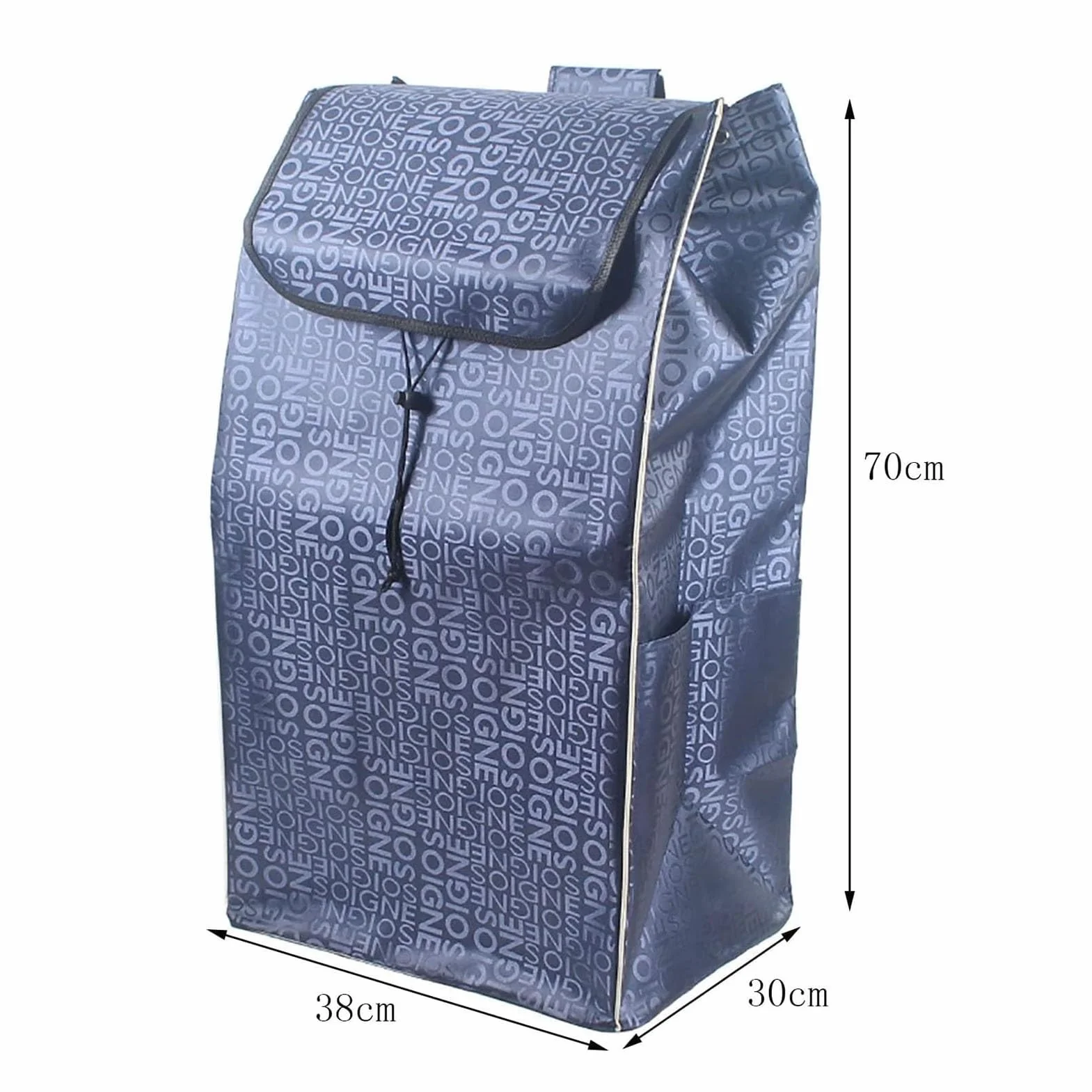 Zapasowa torba do koszyka na zakupy - 80 l torba na zakupy, wodoodporna torba na zakupy z tkaniny Oxford, torby na zakupy wielokrotnego użytku, torba zastępcza na wózek, dł. 38 x szer. 30 x wys. 70 cm