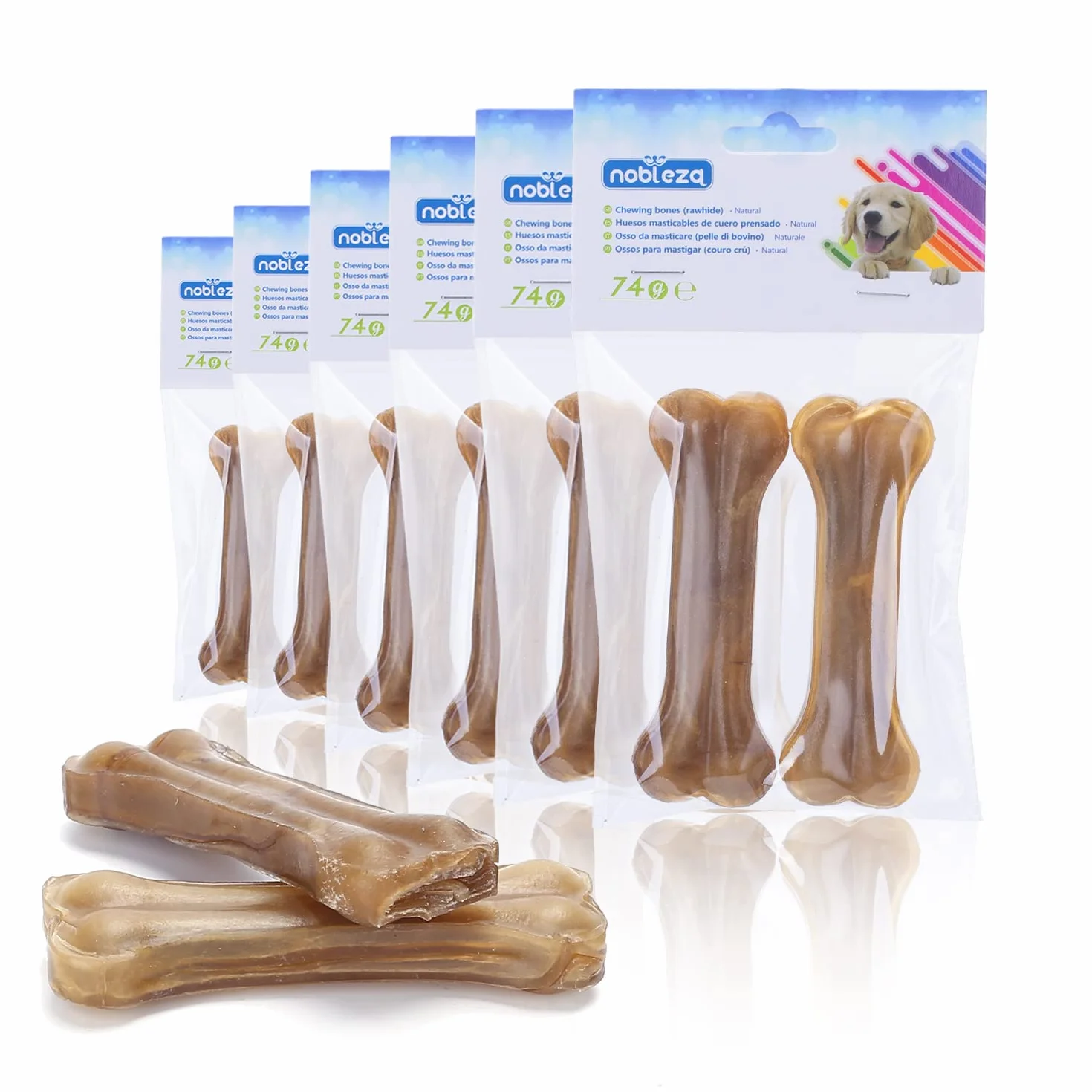 Nobleza - Kości do żucia dla psów 10 cm x 12 sztuk, 100% naturalne kości ze skóry wołowej i kości dla psów małych psów, kości dla psów o wysokiej zawartości białka