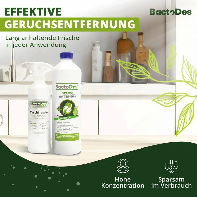BactoDes Specjalny 1 l | uniwersalny neutralizator zapachów | neutralizator zapachów moczu