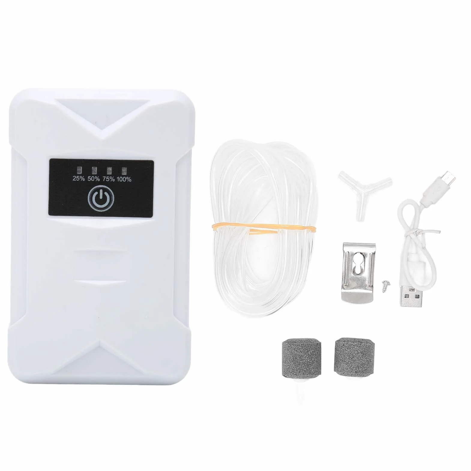 Akumulator, Pompa Tlenu w Akwarium Cicha Bateria USB 2400mAh, Podwójna Przenośna Pompa Powietrza do Połowu Ryb, 2 Tryby Zasilania, Reakcja na awarię Zasilania, Kompaktowa i