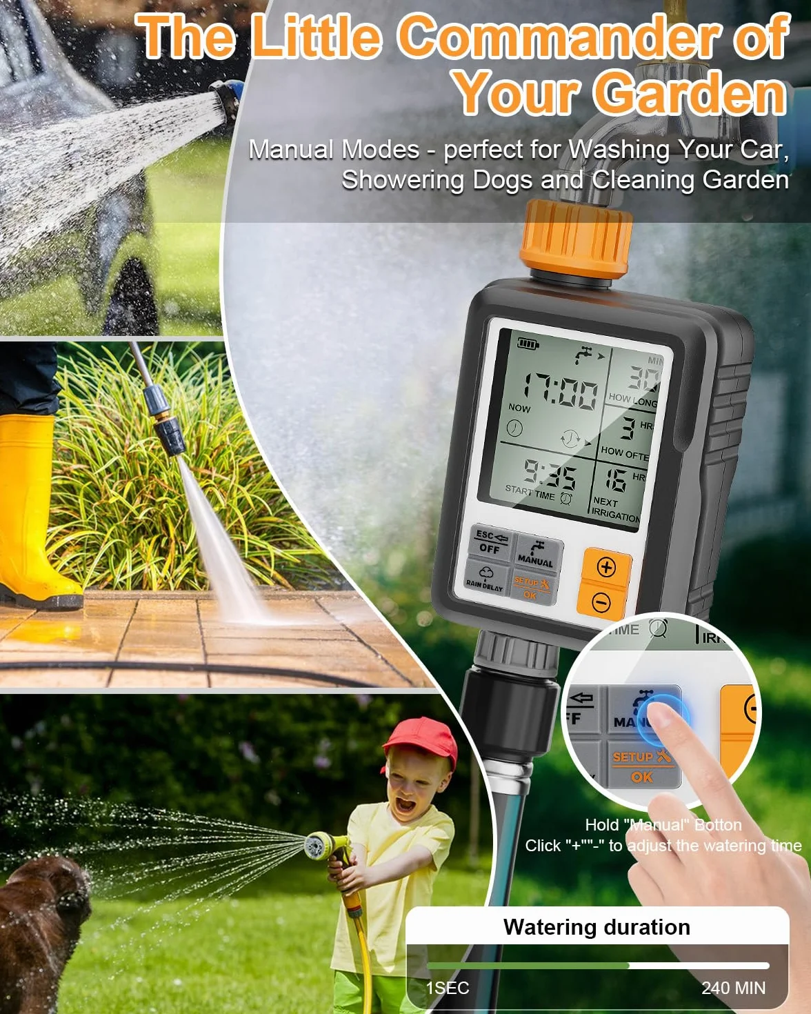 komputer nawadniający z 1 wyjściem, wyświetlacz LCD, automatyczny timer wody do ogrodu/balkonu/szklarni