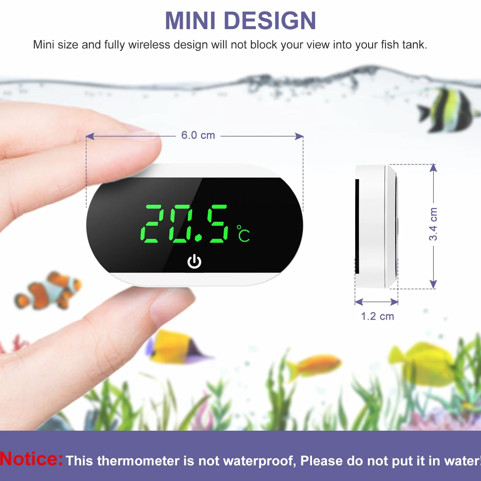 Cyfrowy termometr akwariowy LED wyświetlacz °C/°F dotykowy budzenie