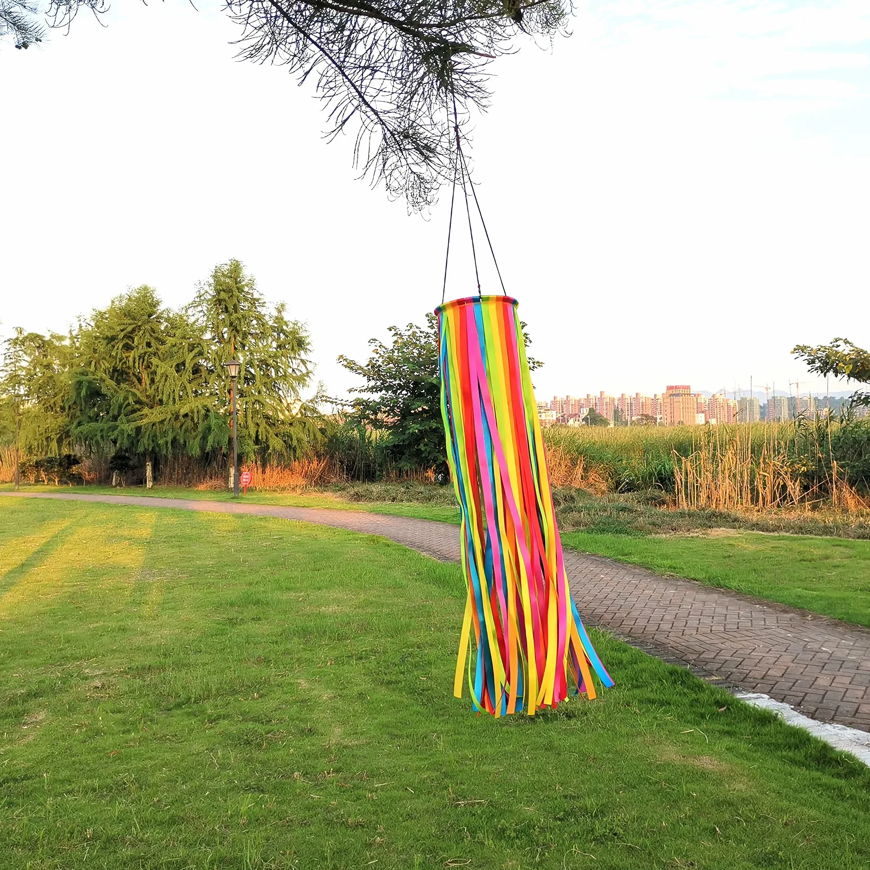 Satynowa wstążka Windsock Streamer, dekoracje zewnętrzne na patio, ogród, podwórko, dok i kemping, 100 cm, WS49-XZH