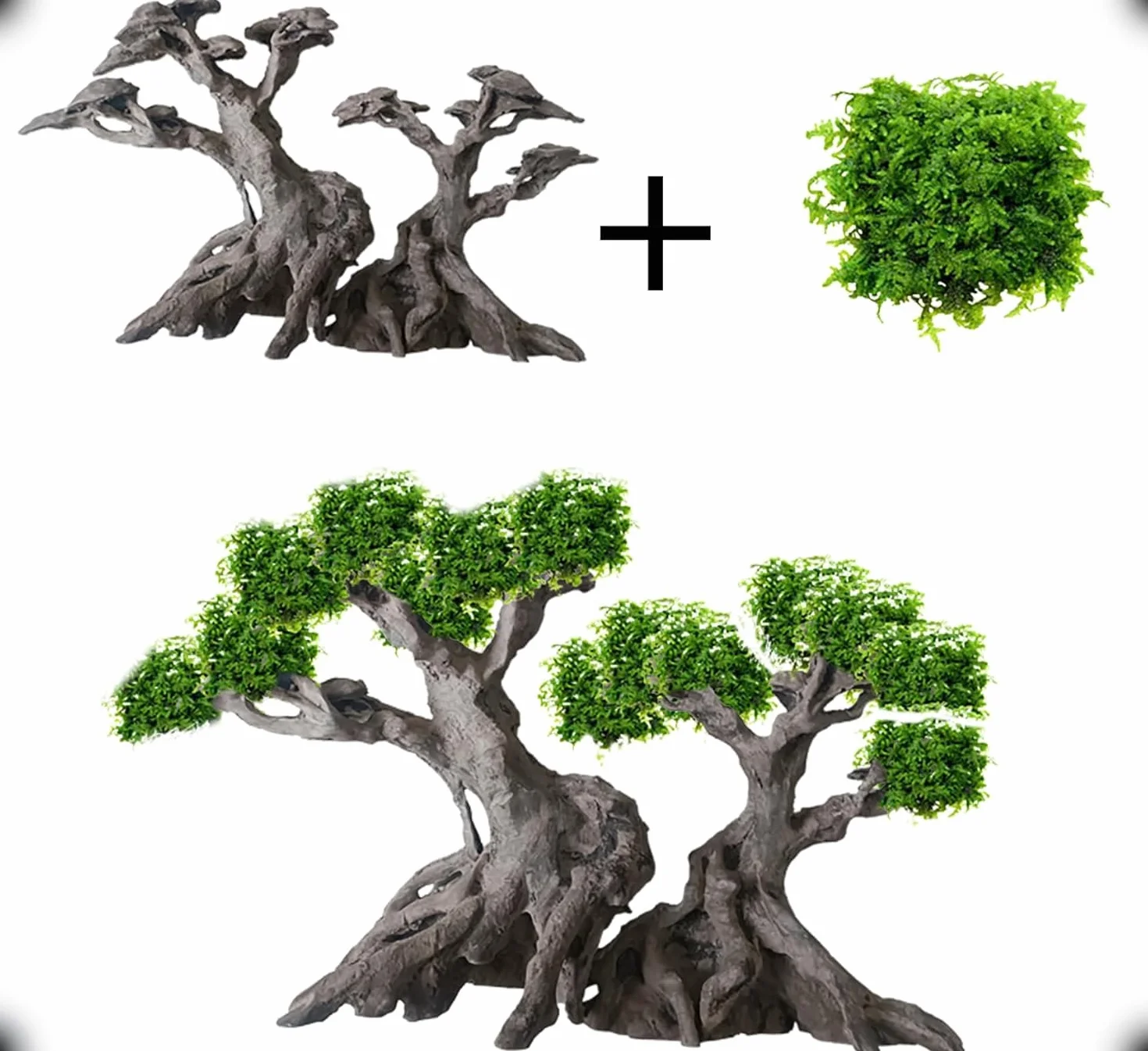 Novelsite Dekoracja akwarium Drzewa bonsai sztuczny mech skały akwariowe Aquascaping piaskowiec złota rybka Betta akcesoria