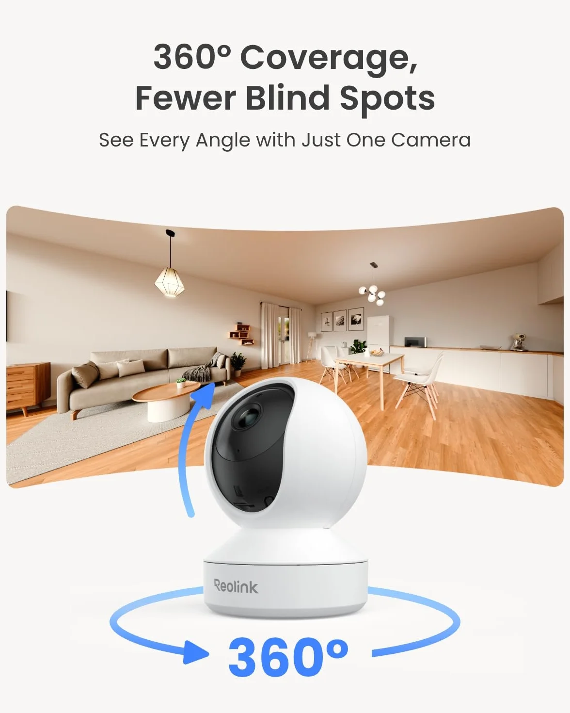 Reolink E1 4MP Wi-Fi IP Kamera wewnętrzna z funkcją rozpoznawania ludzi i zwierząt