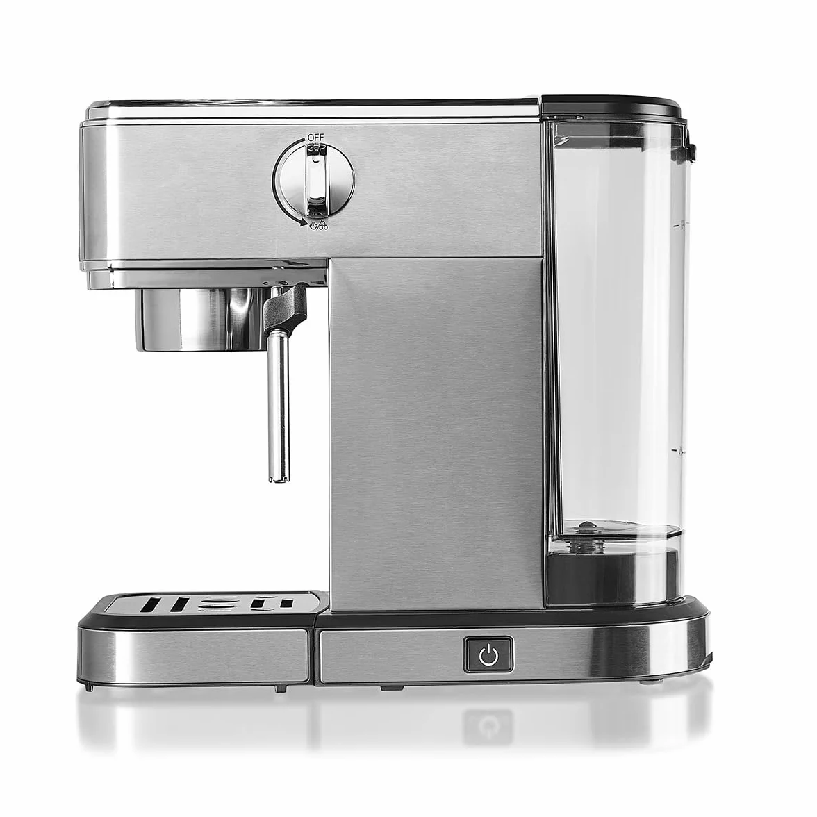Cloer 5829 Ekspres do Espresso z Portafiltrem i Spieniaczem, Pompa 20 Barów, 1-2 Filiżanki Espresso, Cappuccino, Latte Macchiato, Zbiornik na Wodę o Pojemności 1 litra, 1350W