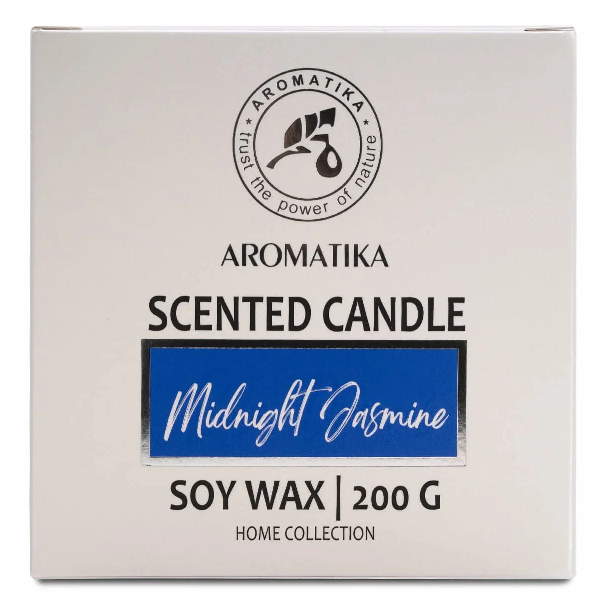 Scented Candle Midnight Jasmine - Soywax Candle with Essential Oil - Glass Candle Gift - Aromatherapy Candle - Up to 45 Hours Burn Time - Soy Wax Candles - Home Scented Candles