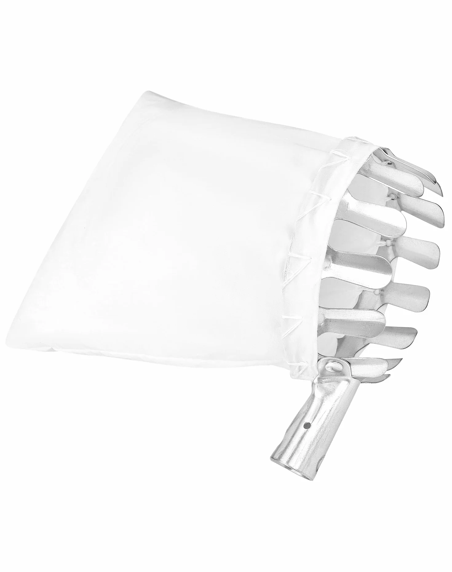 QWORK® Metalowy zbierak do owoców zbieracz do jabłek zbieracz do wiśni z bawełnianą torbą - Ø14cm