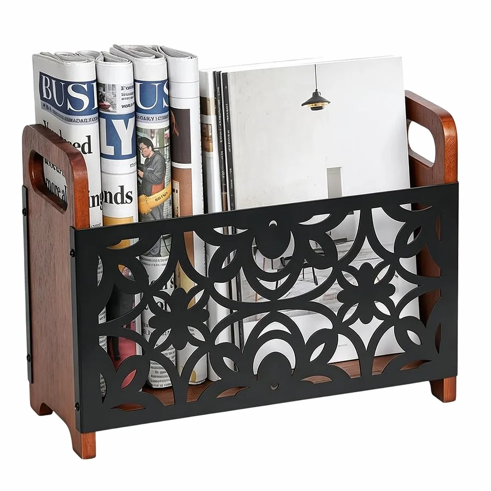 Stojak na gazety, stojak na czasopisma, półka na gazety, organizer na biurko, gazety i książki – nowoczesny design do salonu, biura i korytarza (kwiat)