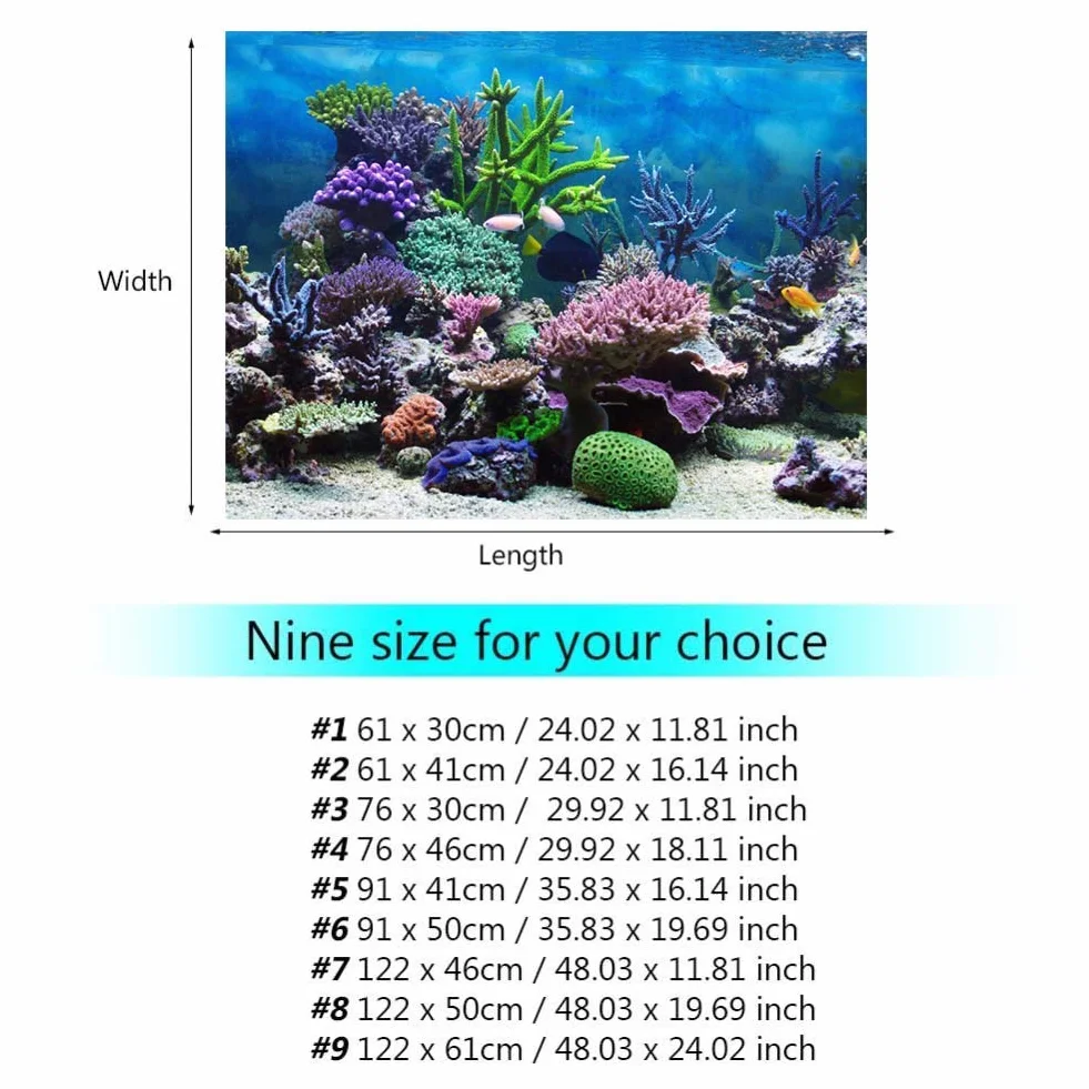 Plakat do akwarium Podwodny koral morski Naklejki samoprzylepne 91x50 cm