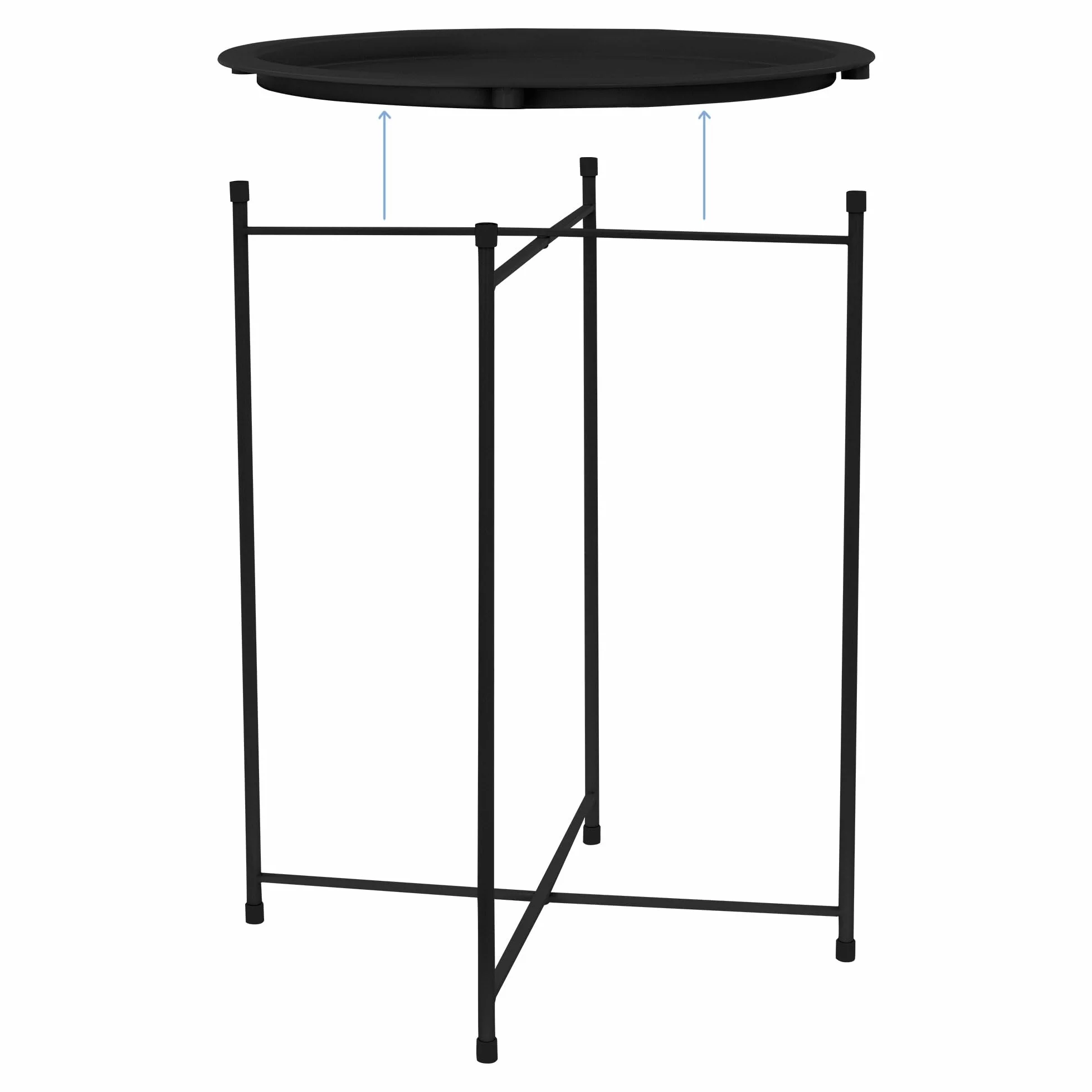ML-Design Stolik boczny okragly Ø43xH52 cm wykonany z metalu, czarny, stolik kawowy z wyjmowana taca, skladany, stabilny, stolik do salonu stolik kawowy stolik nocny stolik ogrodowy