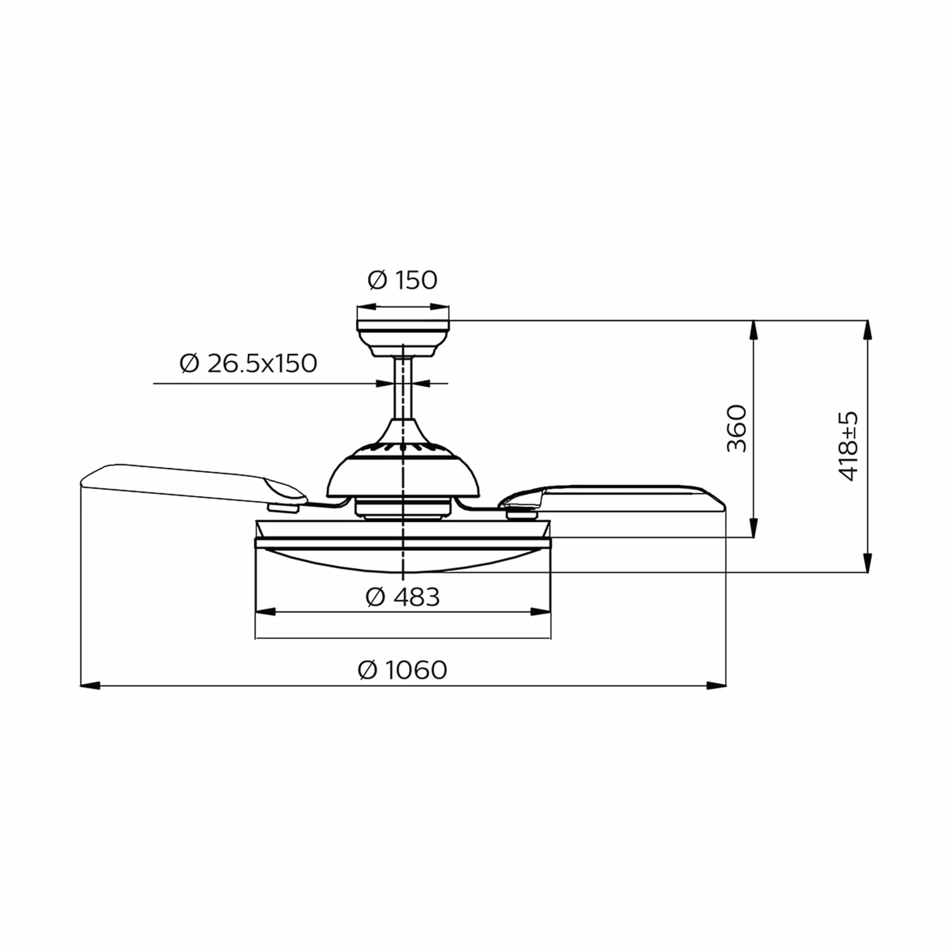 PHILIPS LED Bliss 28W Wentylator Sufitowy 35W, 2700K-4000K-5500K, w Zestawie z Pilotem, Czarny