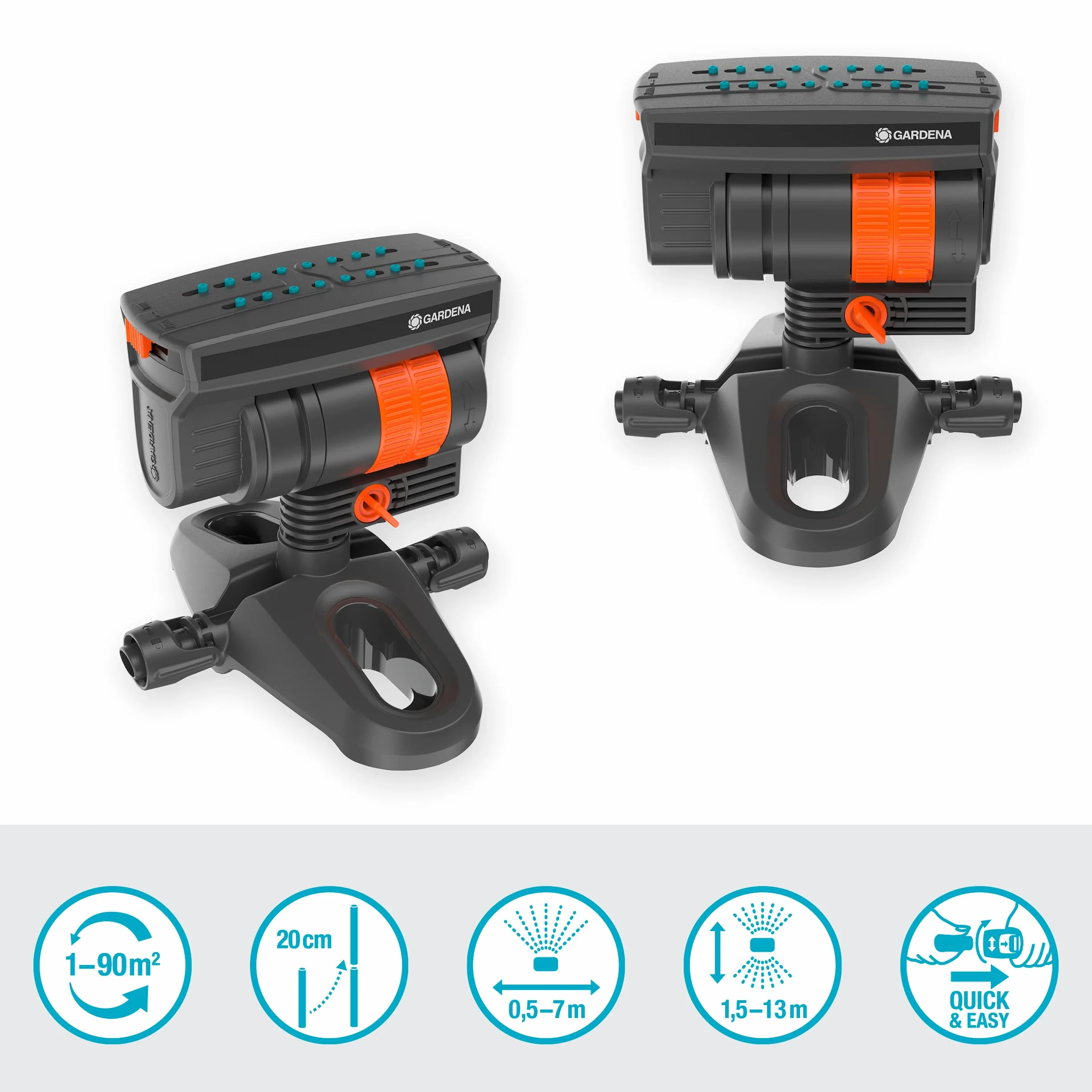 Gardena system Micro-Drip zraszacz czworokątny OS 90: Zraszacz do autom. systemu nawadniania, ustawianie do powierzchni prostokątnych do 90 m², technika połączeniowa Quick & Easy (13325-20)