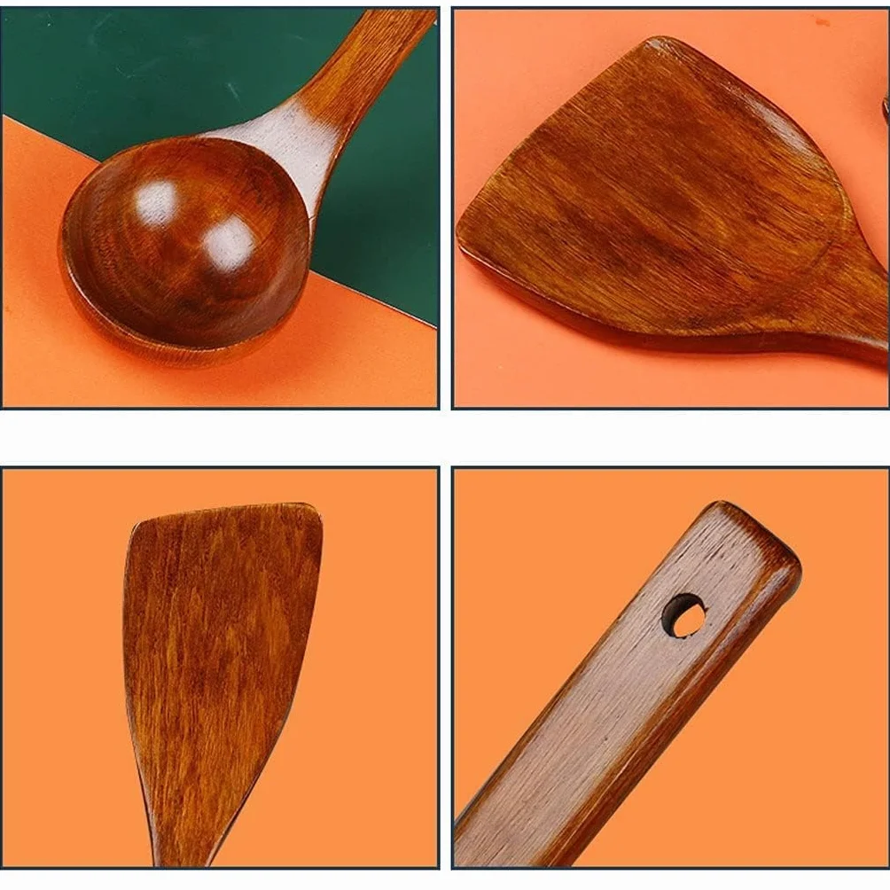 łyżka Drewniane łyżki Do Gotowania Sałatki Widelca Długie Uchwyt Ustawa Zestawu Garnituru Non-stock Pane Kitchen Tool