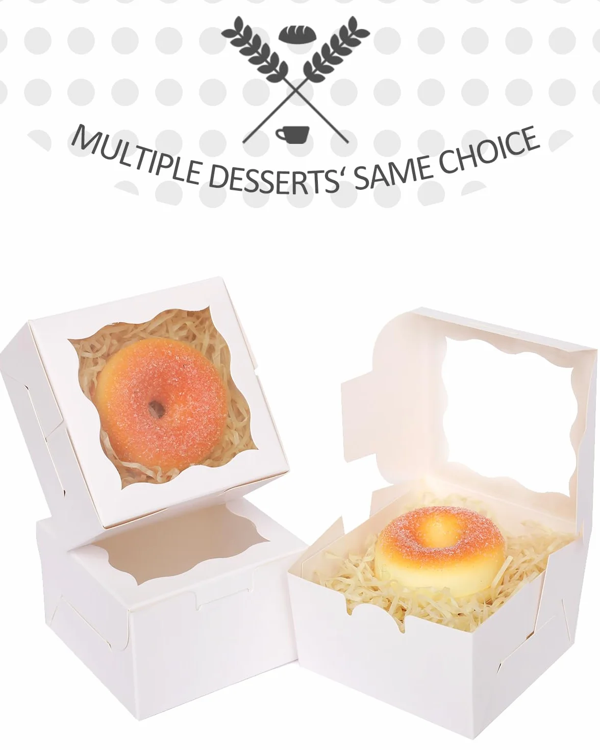 Gcardist Bäckerei Boxen z oknem 30 sztuk 10,1 x 10,1 x 6,3 cm Mini pudełko na ciasteczka Macaron Small Donut Gebäck Boxen