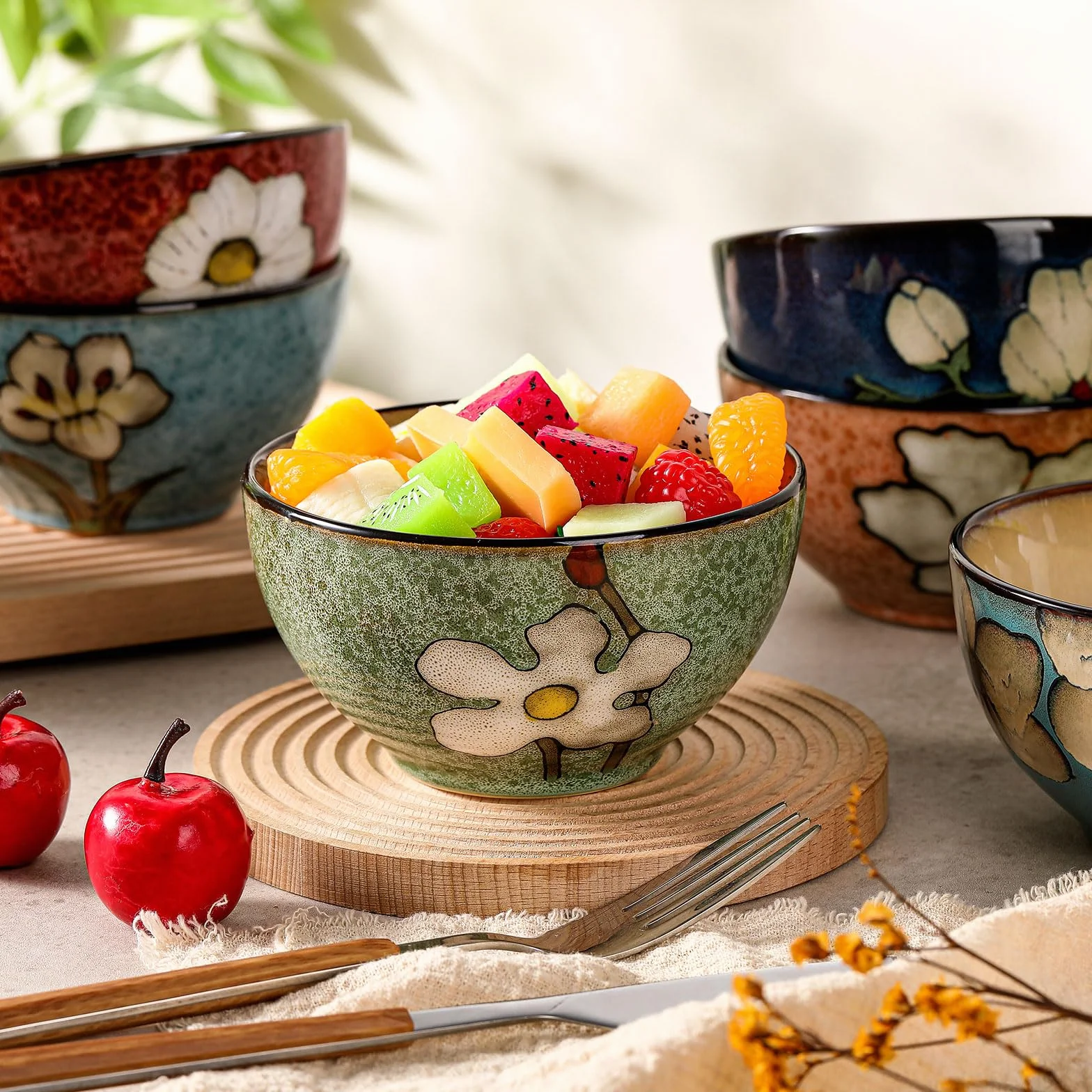 Zestaw 6 misek ceramicznych, ramen, płatki śniadaniowe, nadają się do kuchenki mikrofalowej i zmywarki, idealne na śniadanie, lunch, kolację, sałatkę, makaron, do serwowania zupy