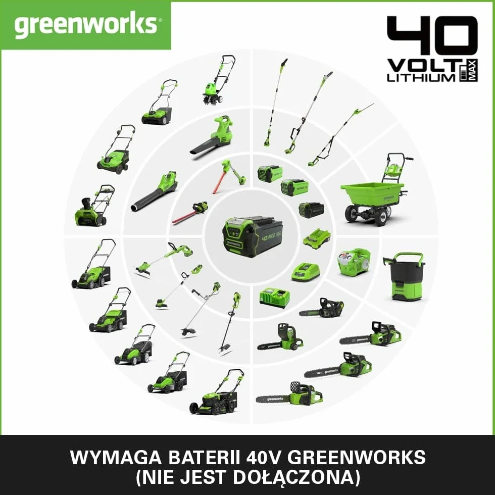 Greenworks G40TL Akumulatorowy Kultywator, Glebogryzarka z Przednimi Zębami, Szerokość Pracy 25 cm, Głębokość Pracy 13 cm BEZ Akumulatora 40V i Ładowarki, 3 Lata Gwarancji