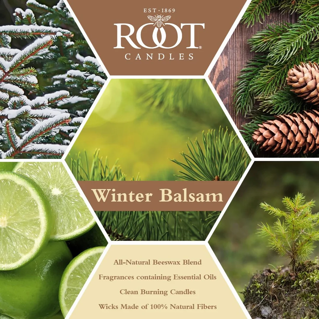 Root Candles Świeca zapachowa z mieszanki wosku pszczelego o strukturze plastra miodu, 350 ml, zimowy balsam