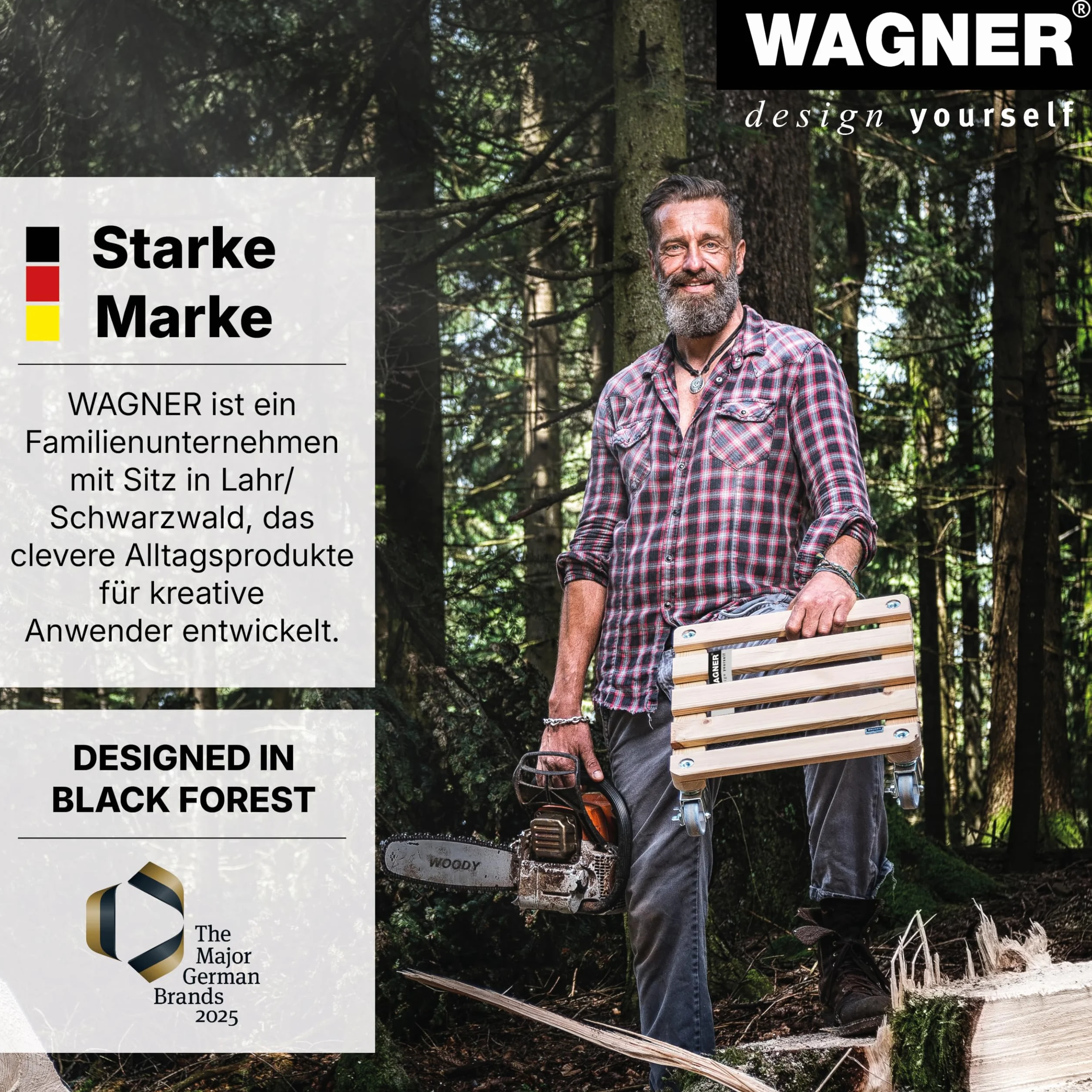 Wagner Wałek do roślin Maxigrip Ø 38 x 11 cm, do użytku na zewnątrz i wewnątrz, wózek transportowy z drewna warstwowego FSC®, 2 całkowite stojaki, nośność 300 kg, wyprodukowano w DE - 20110701