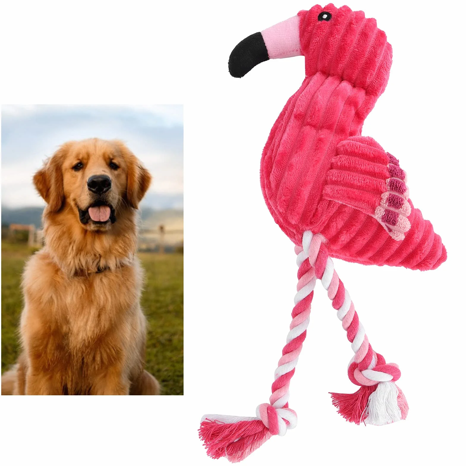 Flamingo Pluszowe Zabawki dla Psa Pies Skrzypiące Zabawki Ząbkowanie Pink Flamingo Piszcząca Lina Zabawki dla Psa Czyszczenie Zębów Akcesoria do Gry