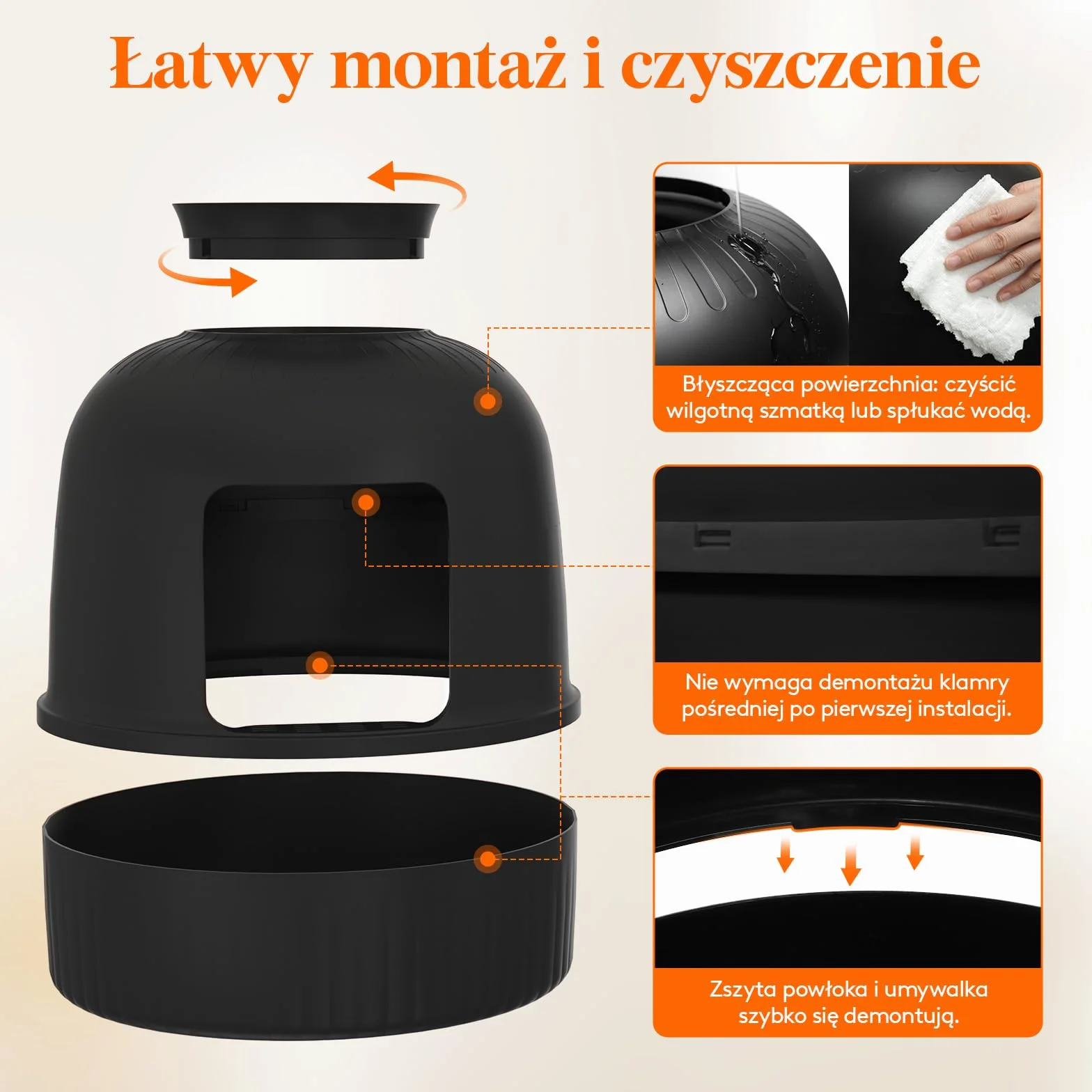 Lifewit Kuweta dla kota z filtrem węglowym, ukryta, Czarna