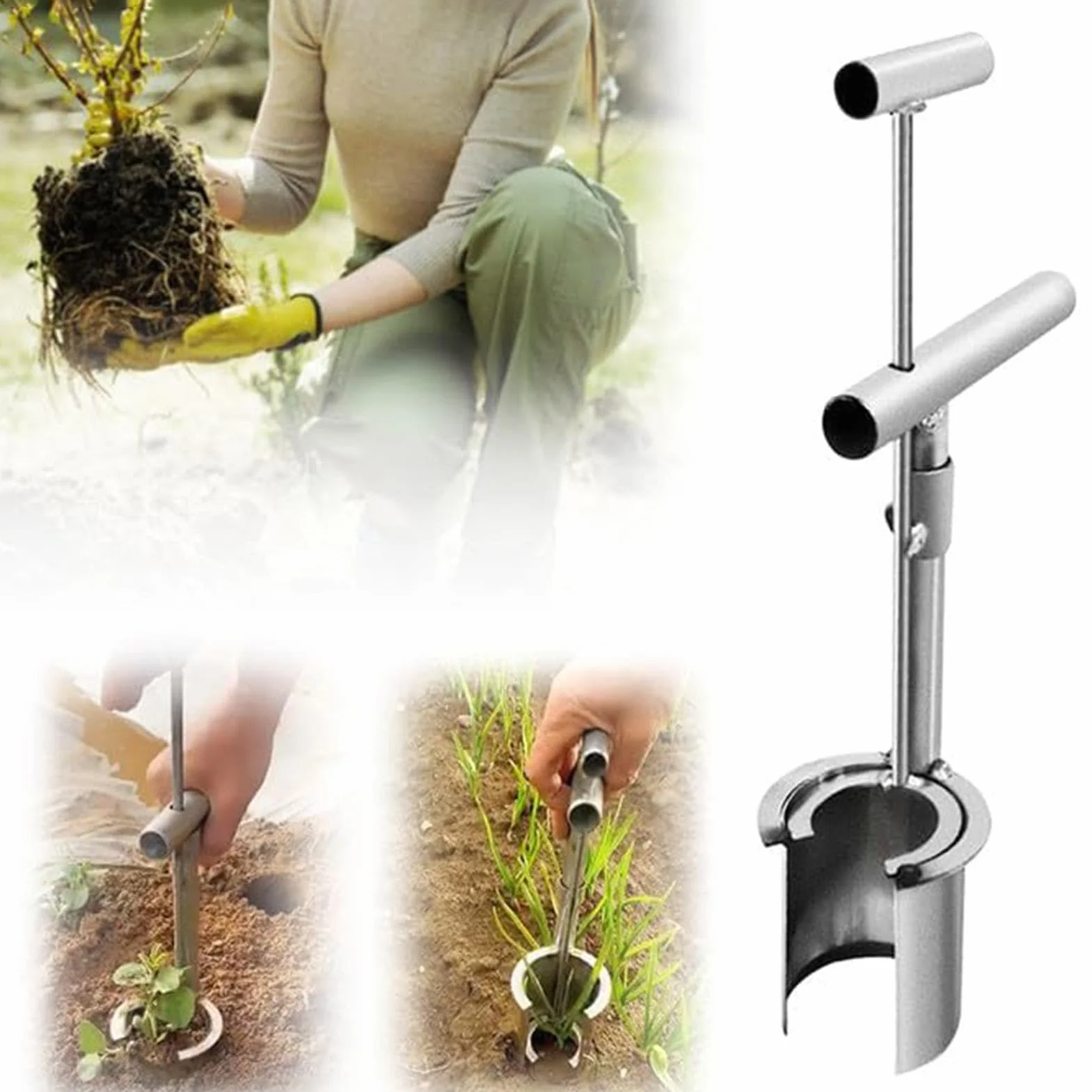 Narzędzie do ogrodnictwa ze stali nierdzewnej, ergonomiczne narzędzie do przesadzania nasion, profesjonalne solidne narzędzie ogrodnicze do łatwego sadzenia nasion, tulipanów, krokusów, dalie, lilii,