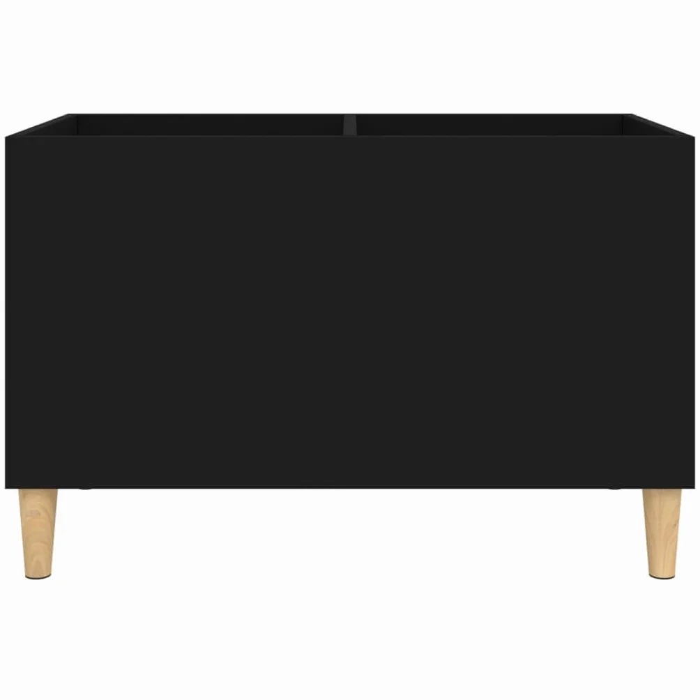 Czarna szafka panelowa 74,5 x 38 x 48 cm, materiał drewnopochodny z miejscem do przechowywania płyt gramofonowych, szafka pod telewizor, kredens, komodę, regał, montaż na ścianie, zajmujący
