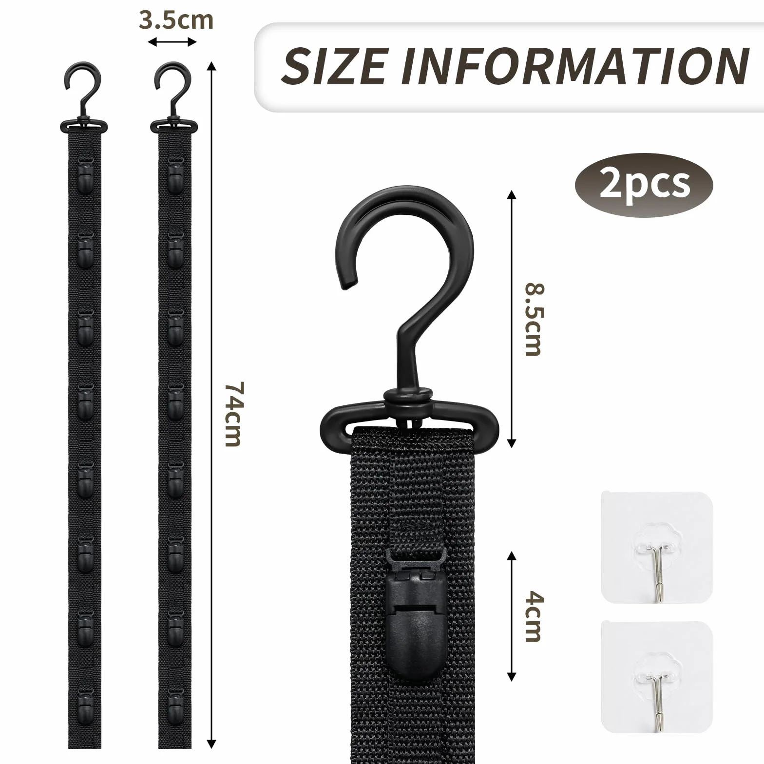 Uchwyt na czapkę, stojak na czapkę, wieszak ścienny z 8 klipsami do przechowywania, do przechowywania czapek z daszkiem, czapek z daszkiem, 72,5 cm, 2 sztuki