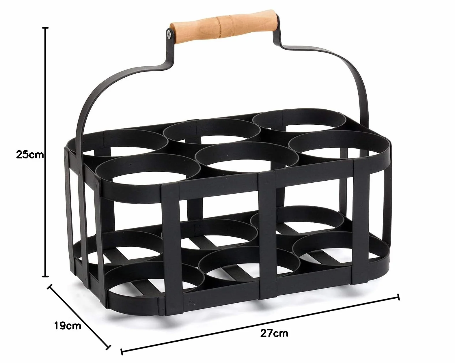 CKB LTD Uchwyt na butelkę na mleko, powlekany proszkowo, drut stalowy, metalowy, mieści 6 butelek na mleko, transporter, tradycyjny, 25 x szer. 27 x gł. 19 cm