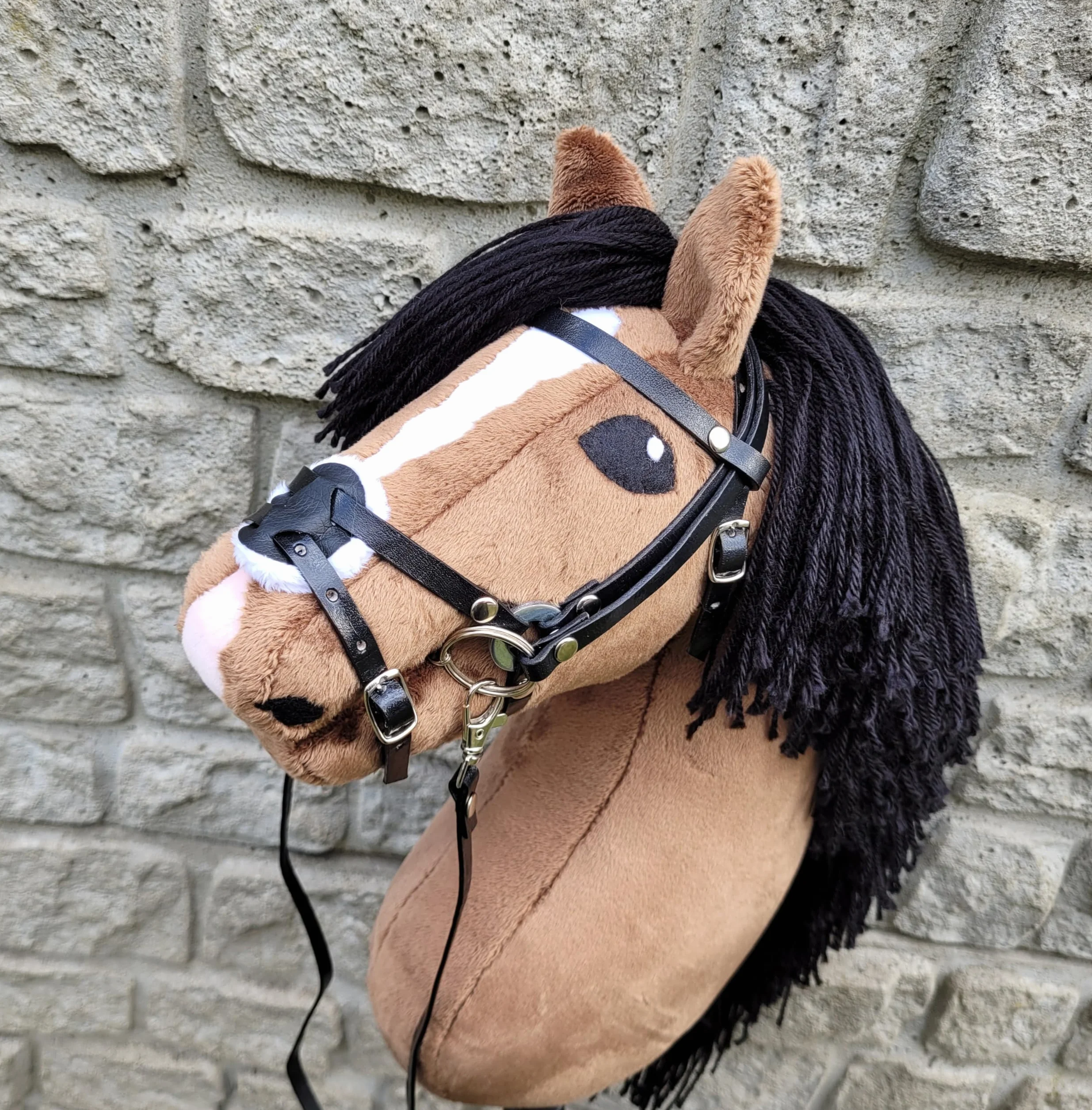 Regulowane ogłowie meksykańskie i miętowy kantar z wodzami dla hobby horse, ręcznie wykonane akcesoria dla hobby horse, rozmiar UNIWERSALNY od A4 do A3