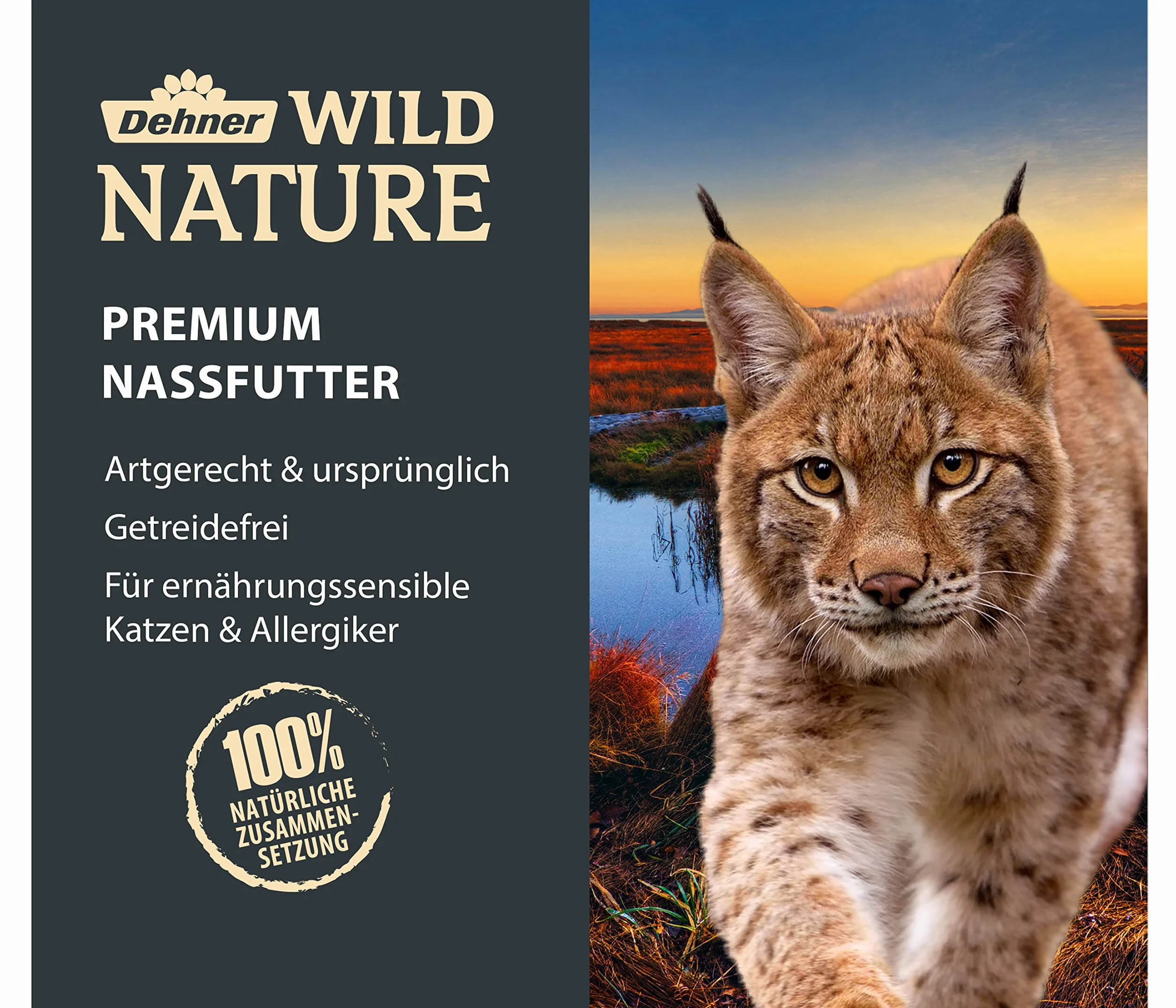 Dehner Wild Nature karma dla kotów Auwald, mokra karma bez zbóż, jeleni/indyka, puszka 6 x 400 g