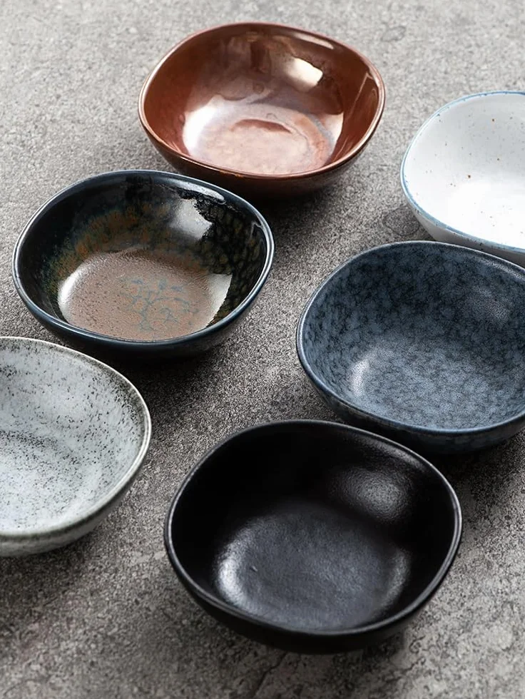 Talerz na przekąski Pojemniki na przekąski Kreatywna japońska ceramiczna miska deserowa Miska na dodatki domowe Retro 5-calowa miska Talerzyki deserowe Taca na przekąski(A)
