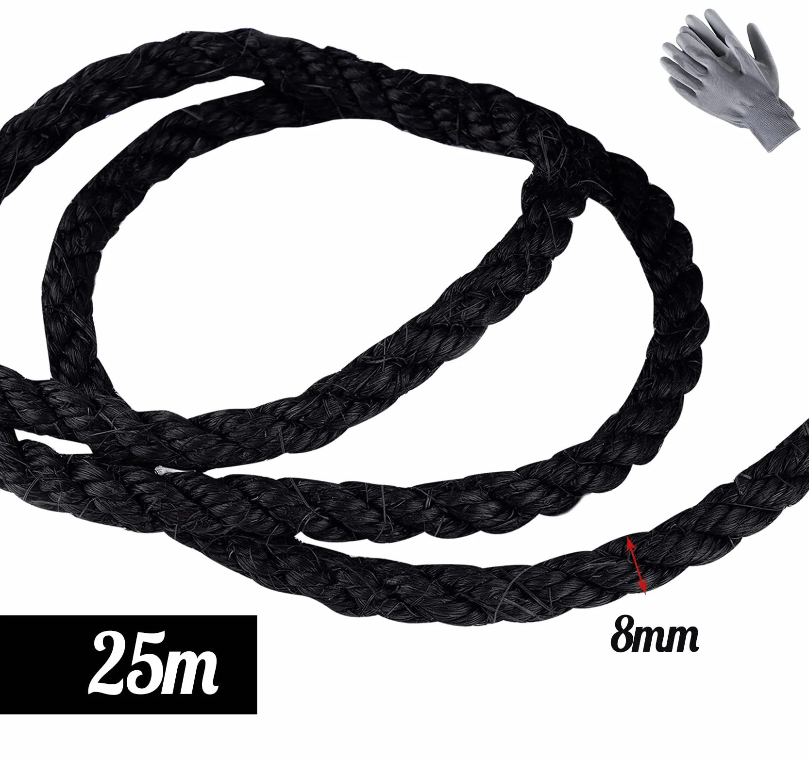 Lina sizalowa do drapaka 8 mm 25 m naturalna czarna