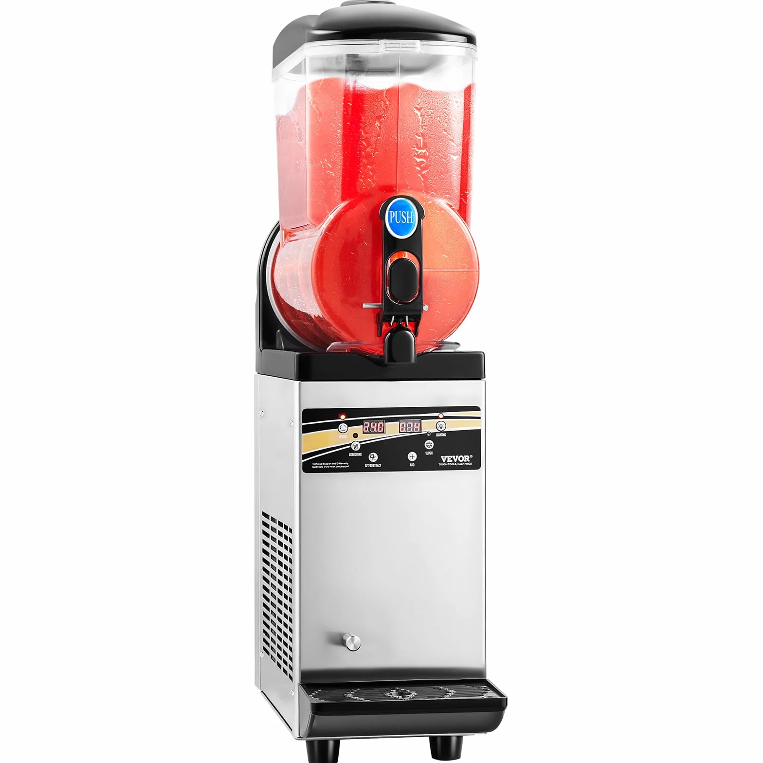 VEVOR komercyjna maszyna do napojów lodowych, 15 l, stal nierdzewna, mikser do slush, na imprezy, restauracje, kawiarnie, bary