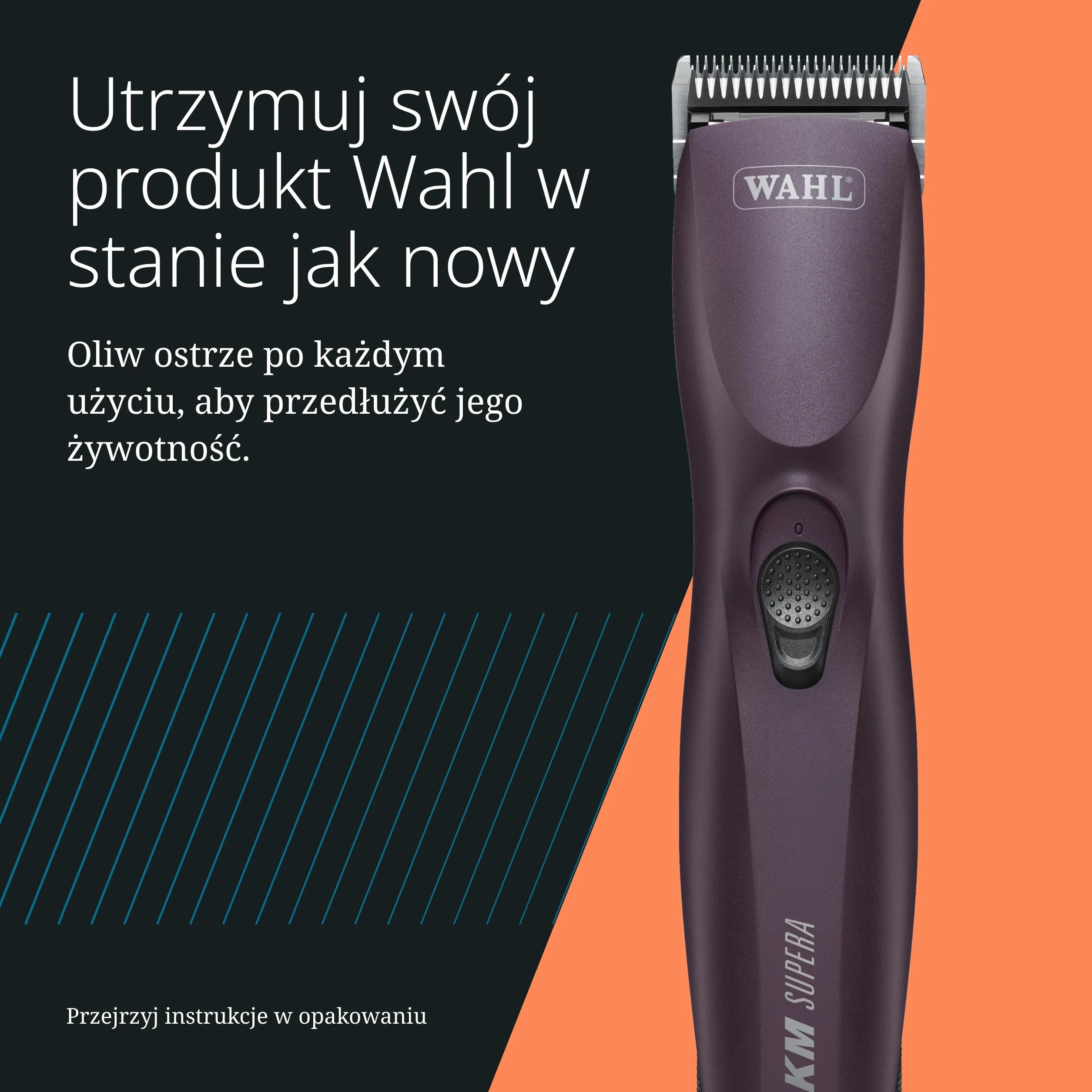 Wahl KM Supera Cordless Pet Clipper 2 wymienne baterie ustawienia wysokiej prędkości