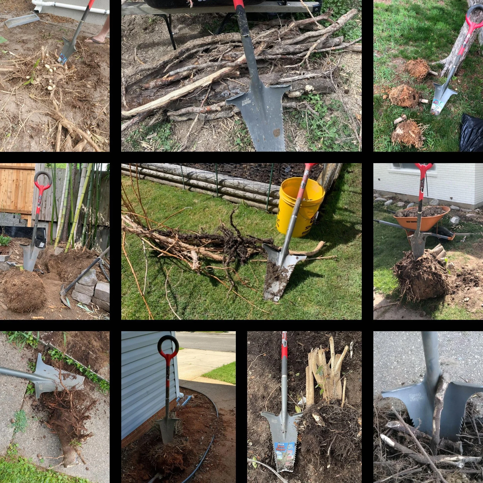 Root Slayer Radius łopatka ogrodowa, nagroda 2017 Green Thumb Award za najbardziej innowacyjne narzędzie ogrodowe, czerwona