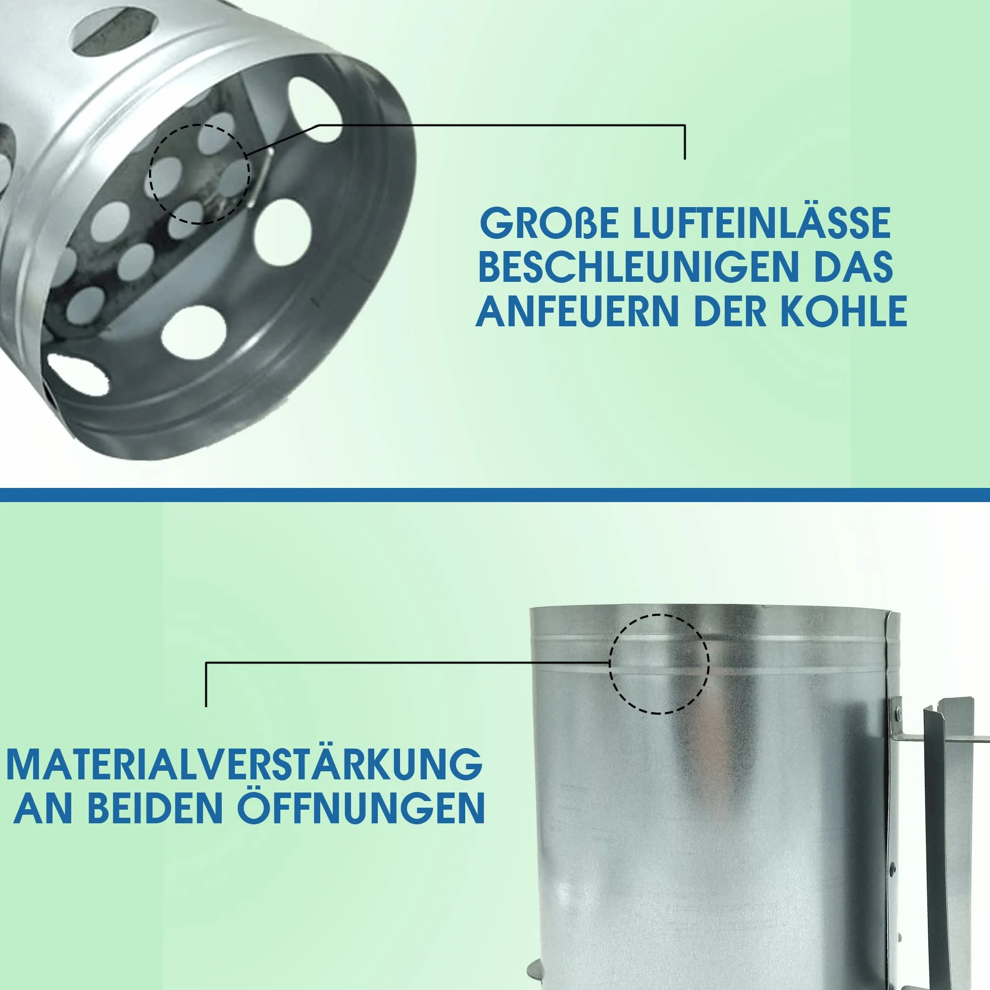 HMH - Shop kominek do grilla, rozpalarka do węgla, kominek do grilla, drewniany uchwyt, kolumna opałowa, zapalarka grilla, rozpalanie grilla, szybkie rozpalanie węgielków