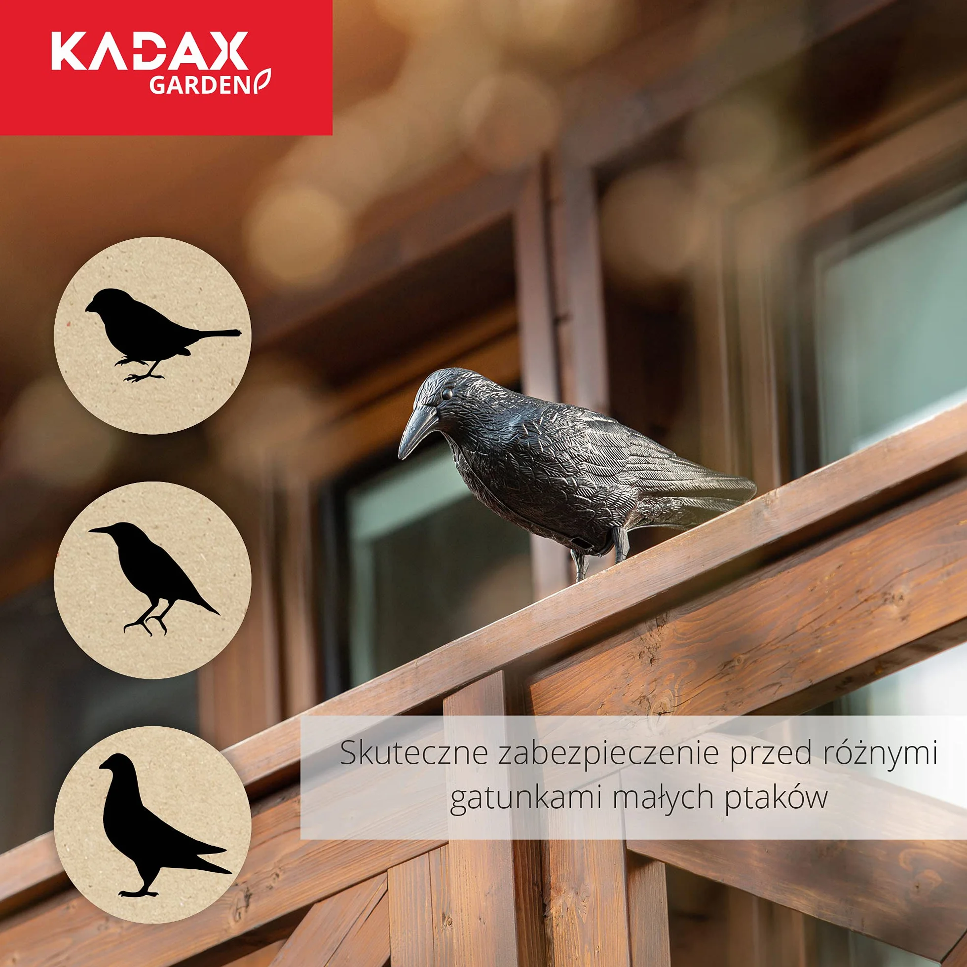 KADAX Atrapa kruka odstraszacz ptaków do ogrodu i na balkon, chroni parapety i tarasy przed zabrudzeniami, zabezpiecza uprawy