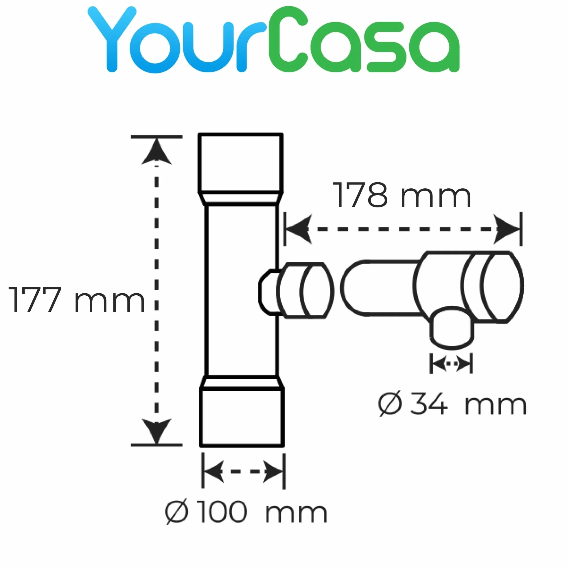 YourCasa Zbieracz deszczowy z zaworem zamykającym - Podłącz rurę spustową 100mm DN100 i zbiornik na deszczówkę, rura spustowa, zbieracz wody deszczowej, odpływ deszczowy