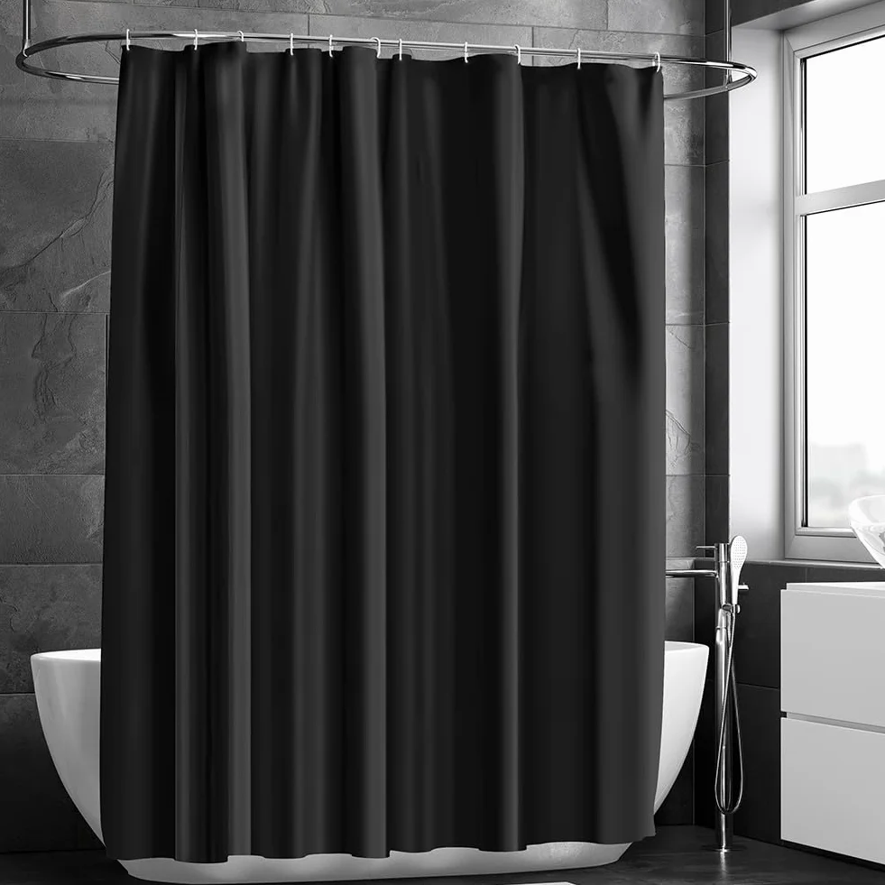 URAQT Zasłona prysznicowa 180 x 180 cm, odporna na pleśń PEVA, wodoodporna i nadająca się do prania, do łazienki, wanny, akademika, rodziny, hotelu (czarna)