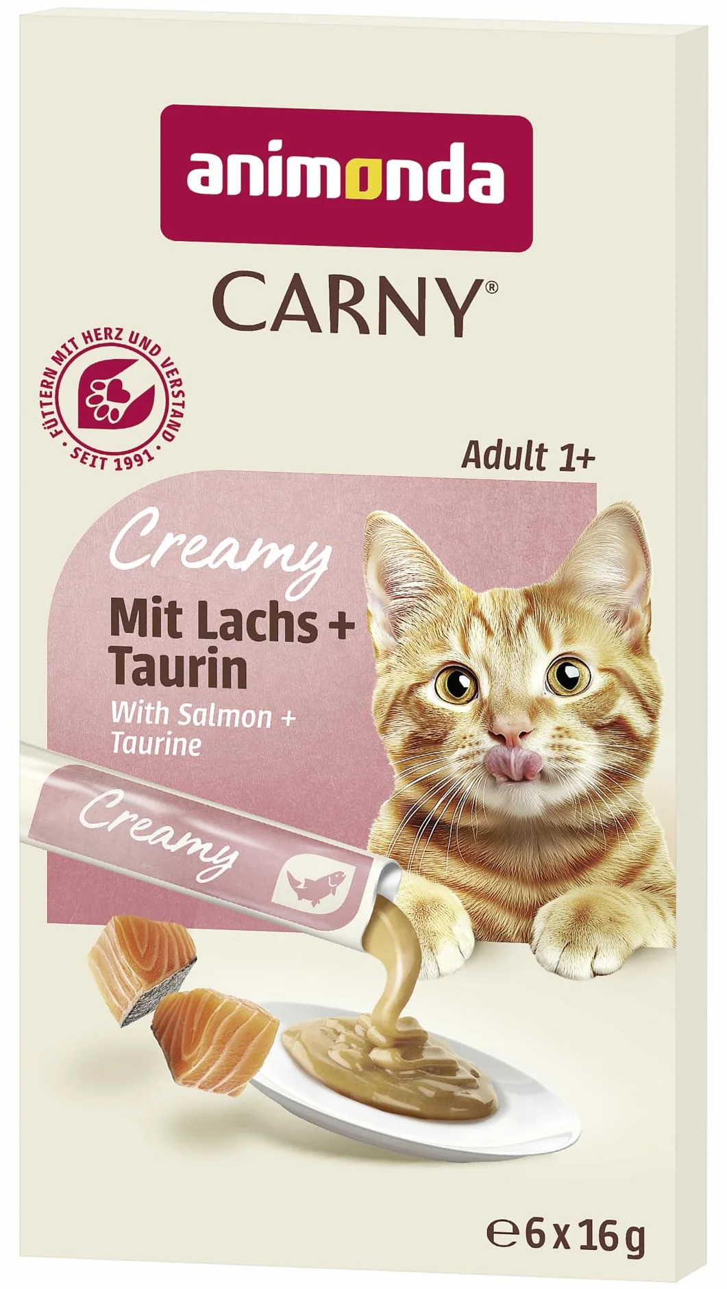 Animonda Carny Creamy Adult Karma dla Kotów, Łosoś/Tauryna, 6 x 15 g