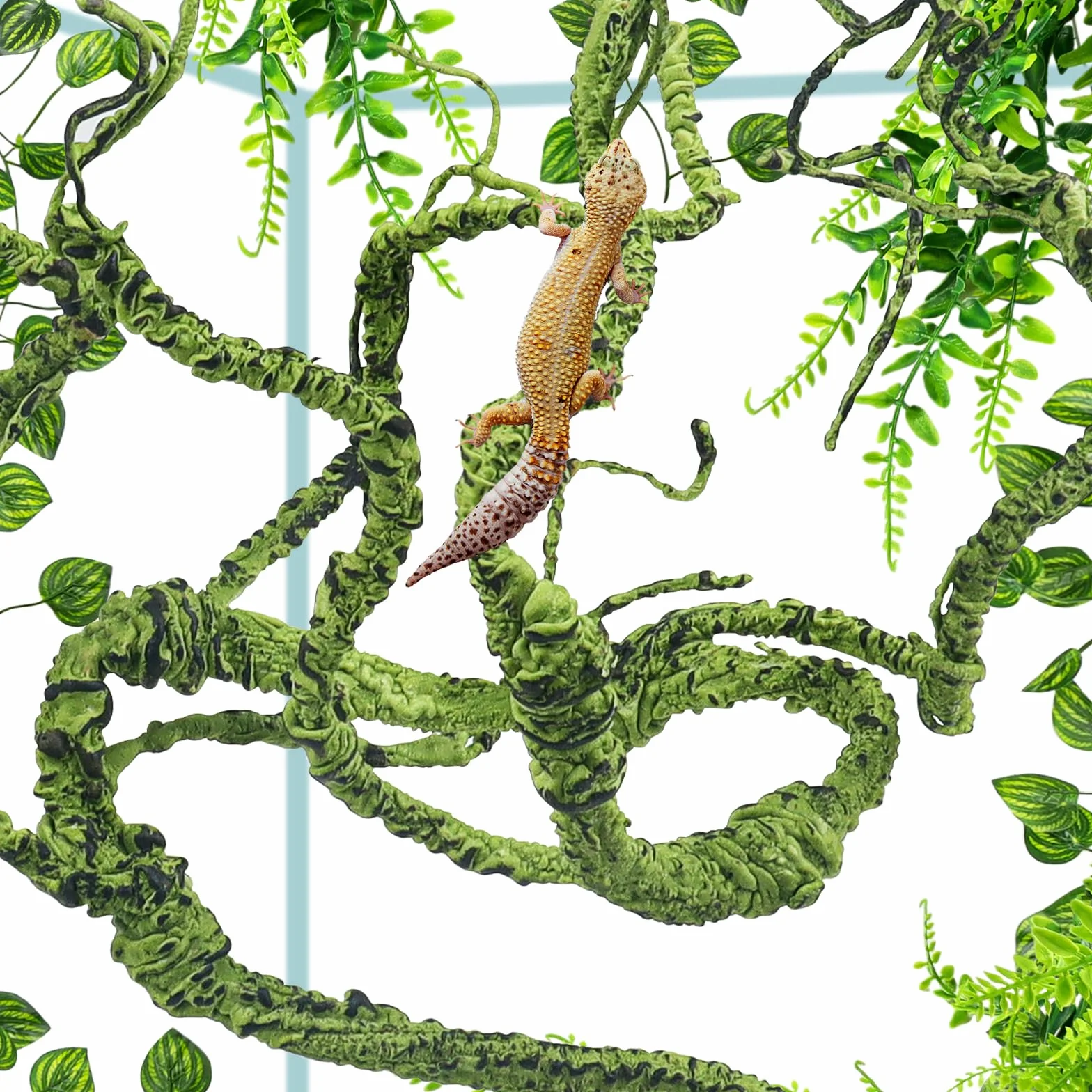 QUOZUO Sztuczne rośliny do terrarium dekoracja dla jaszczurek węże