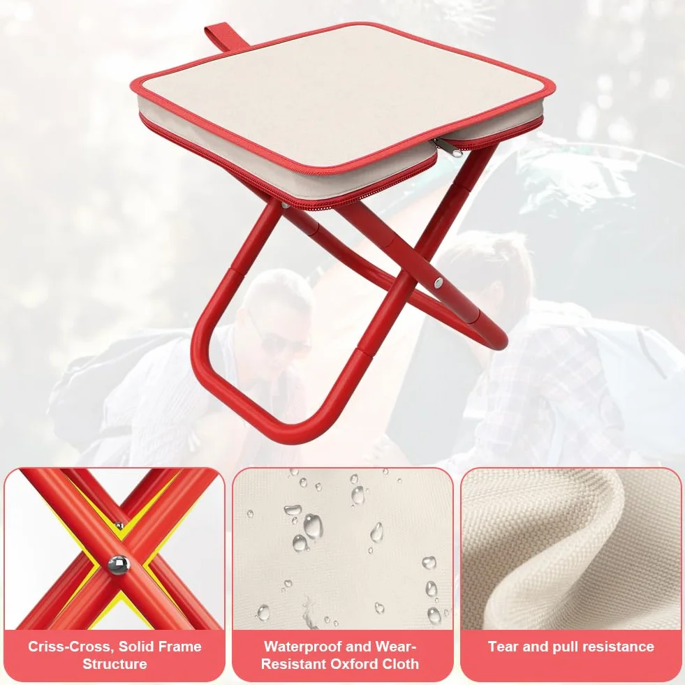 Przenośny taboret kempingowy, składany, 26 cm, przenośny, składany taboret z workiem do przechowywania, mini taboret składany i lekki taboret składany, do podróży, wędrówek, ogrodu, wędkowania