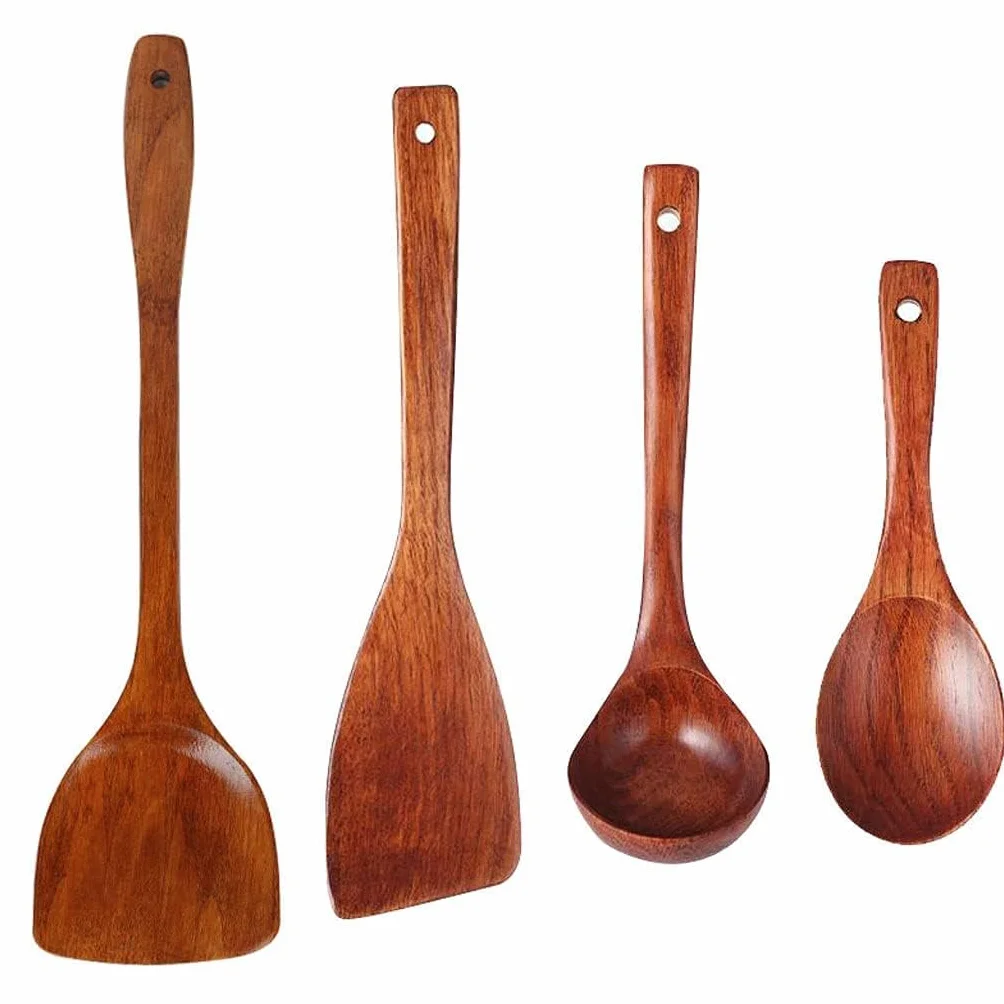 łyżka Drewniane łyżki Do Gotowania Sałatki Widelca Długie Uchwyt Ustawa Zestawu Garnituru Non-stock Pane Kitchen Tool