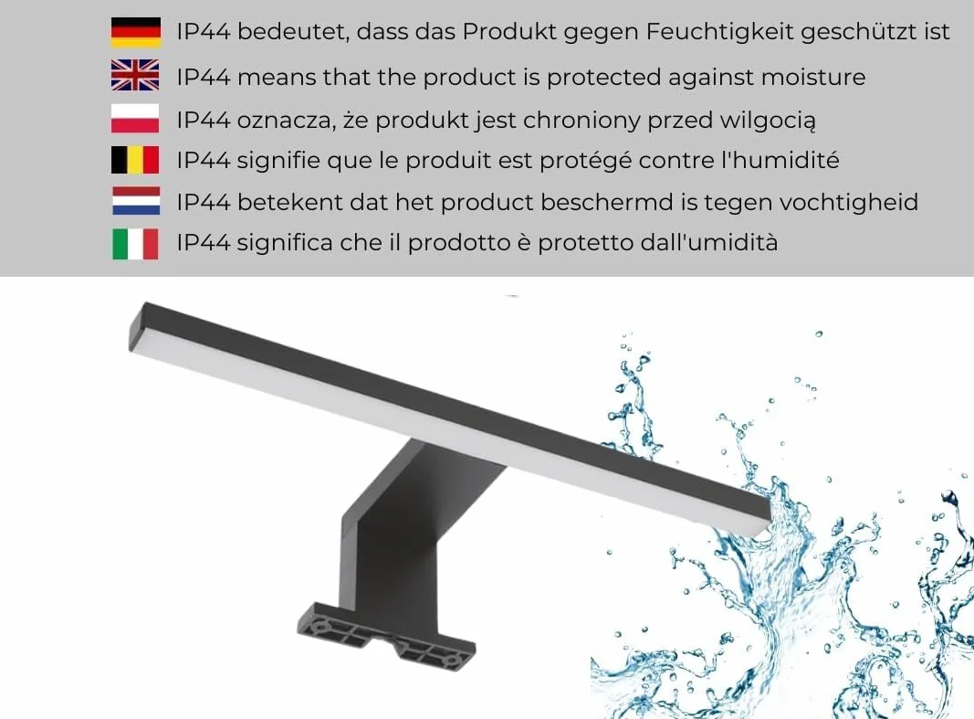 Lustro Łazienkowe LED z Półką 60 x 70 x 12 cm, Białe, Prostokątne, Neutralne Światło 4000 K, Wodoszczelne IP44, Wiszące Lustro Ścienne Podświetlane, Obudowa LED Czarna